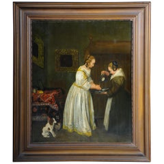 Old Oil Painting After J. Vermeer Manner, Old Master, circa 1900