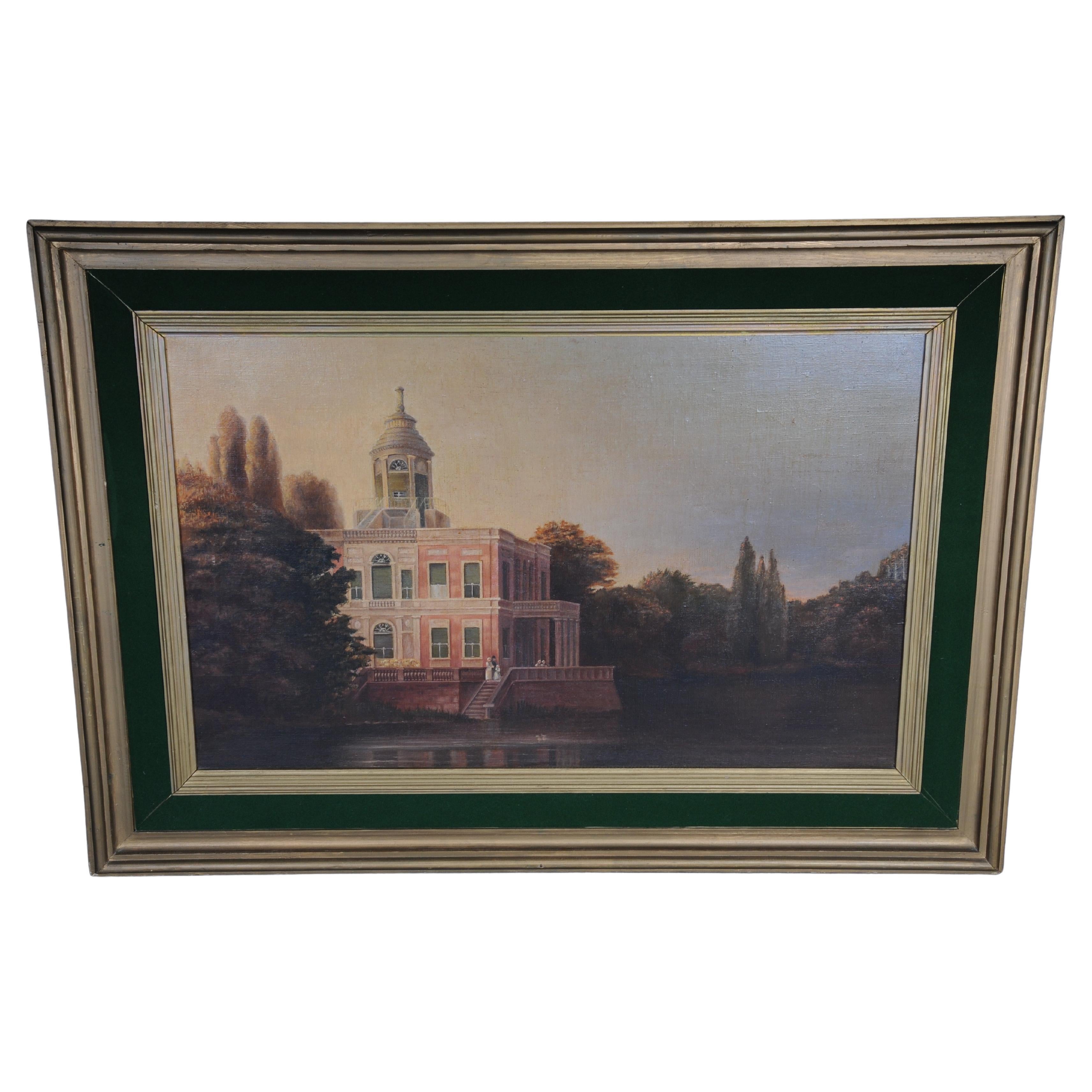 Ancienne peinture à l'huile du Palais de Marbre près de Potsdam d'après Carl Daniel Freydanck