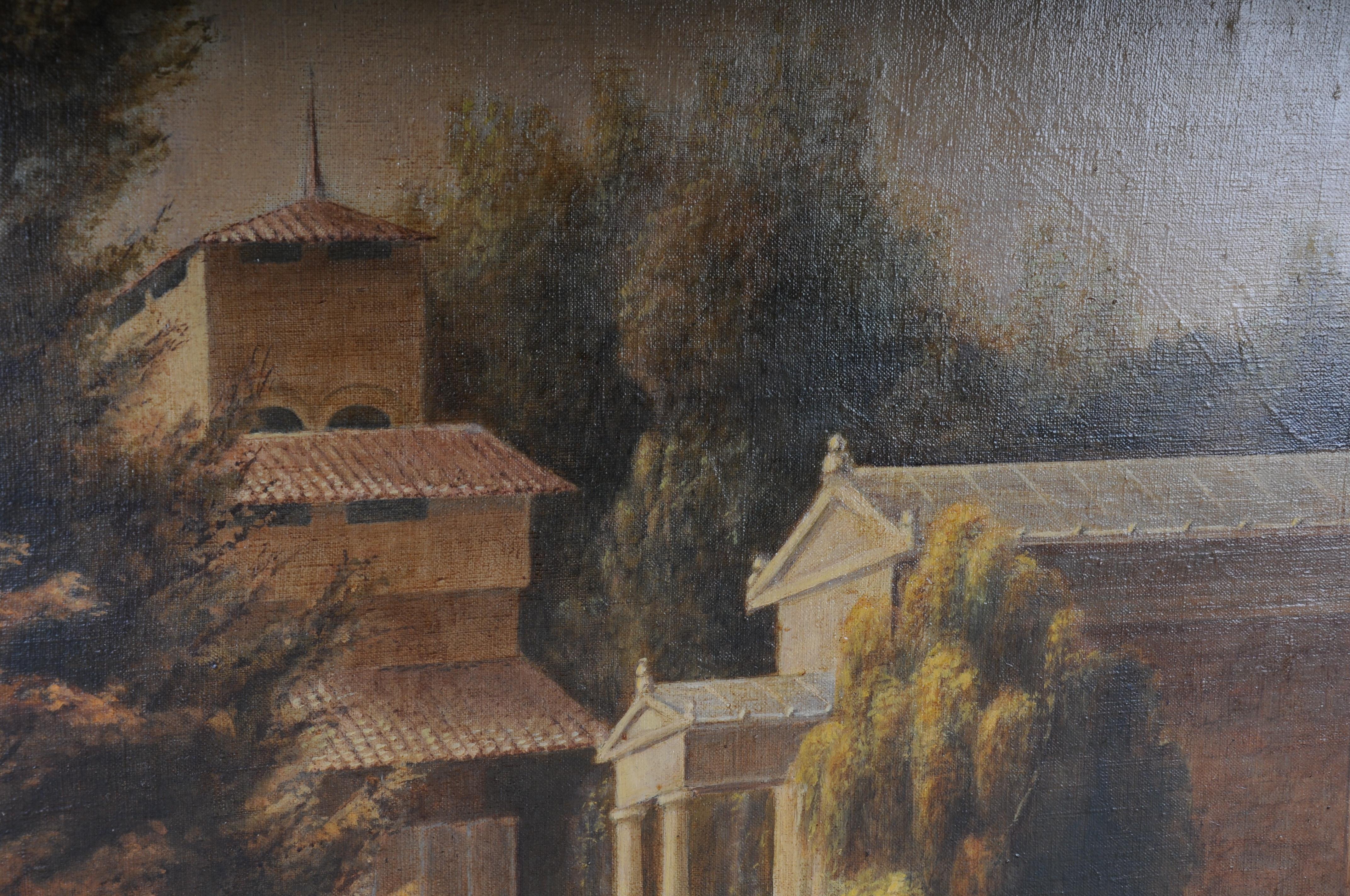 Ancienne peinture à l'huile, la maison de jardin à Charlottenhof d'après Carl Daniel Freydanck en vente 5