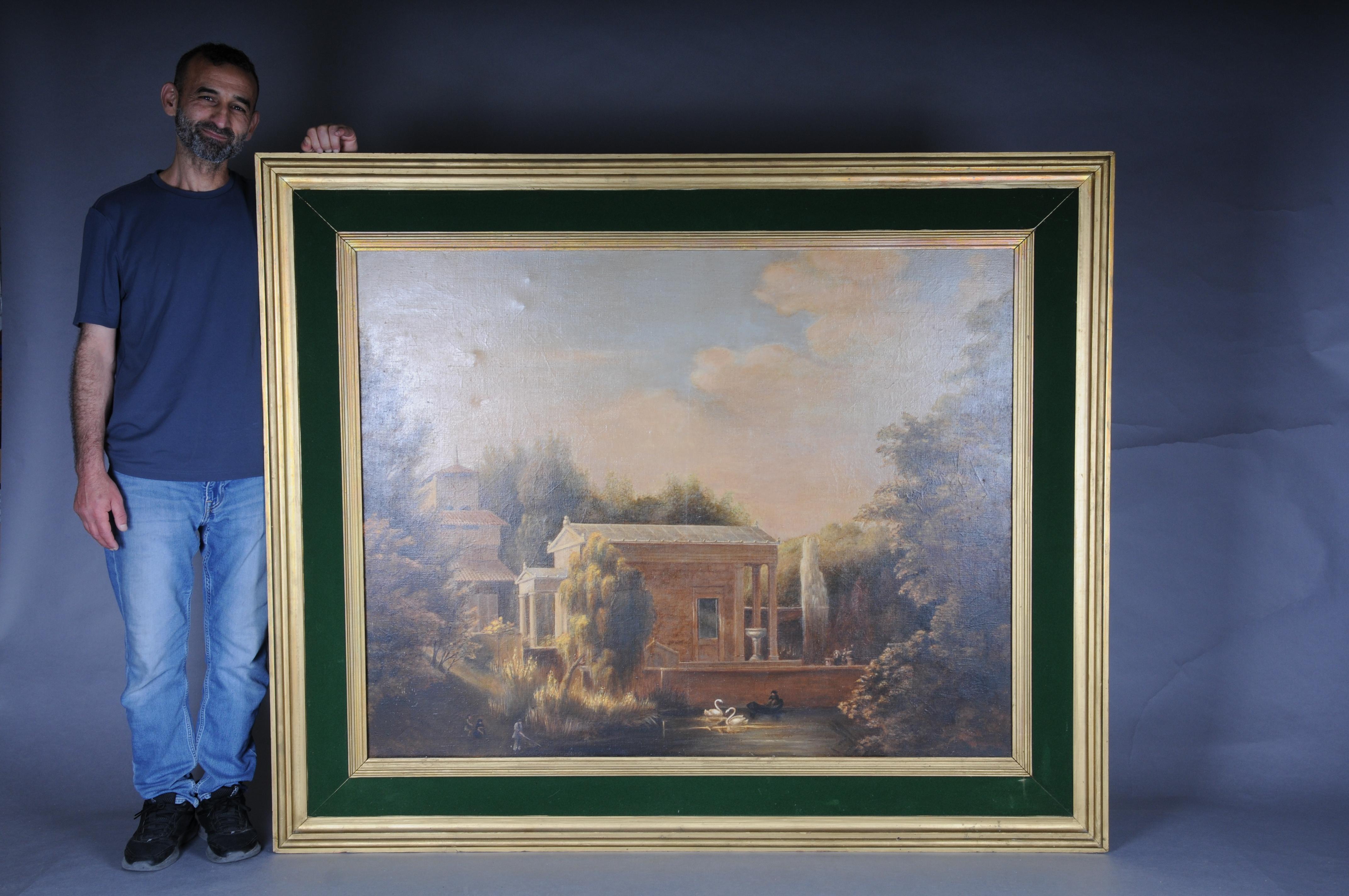 Ancienne peinture à l'huile, la maison de jardin à Charlottenhof d'après Carl Daniel Freydanck en vente 13