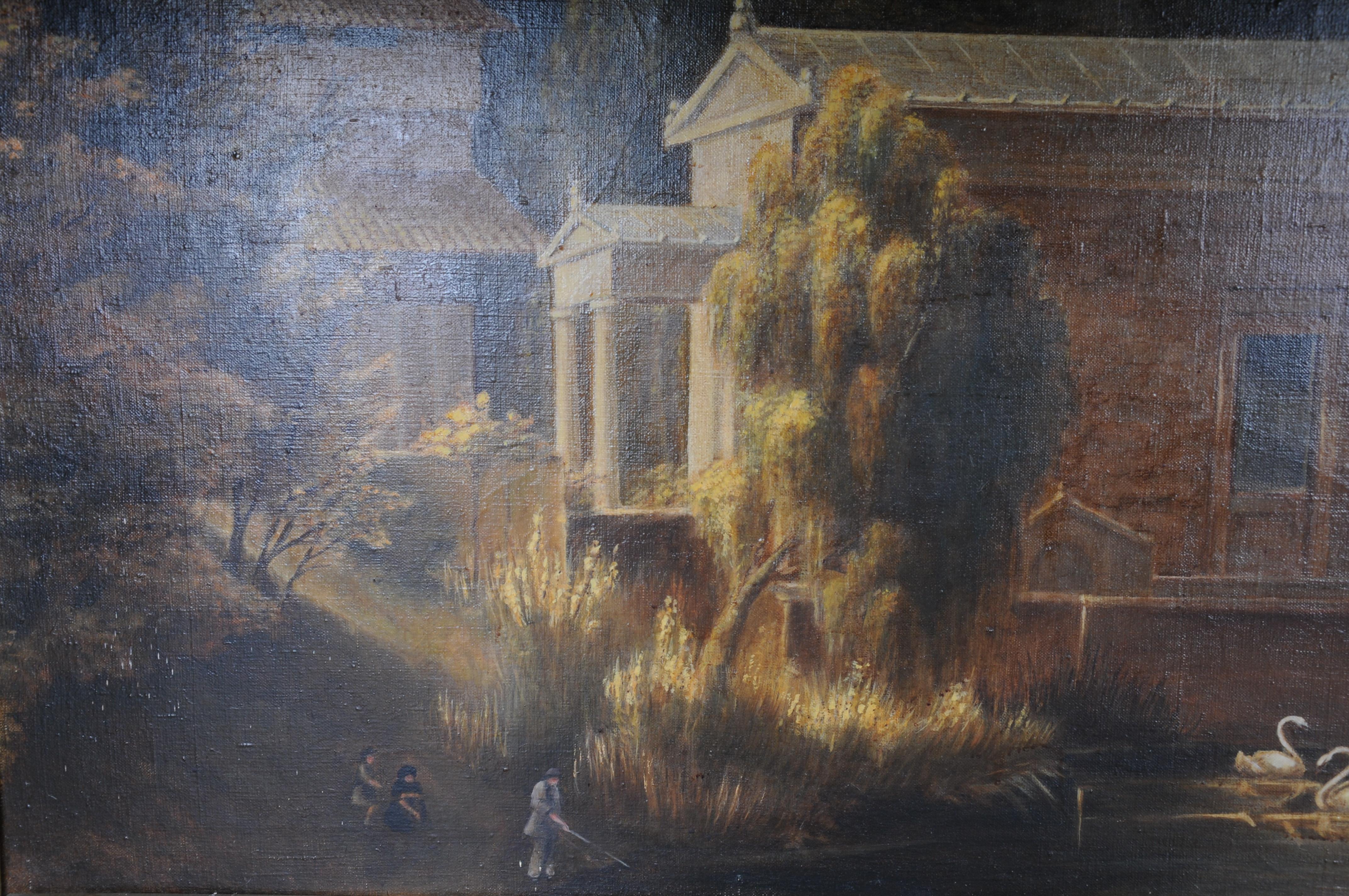 Ancienne peinture à l'huile, la maison de jardin à Charlottenhof d'après Carl Daniel Freydanck Bon état - En vente à Berlin, DE