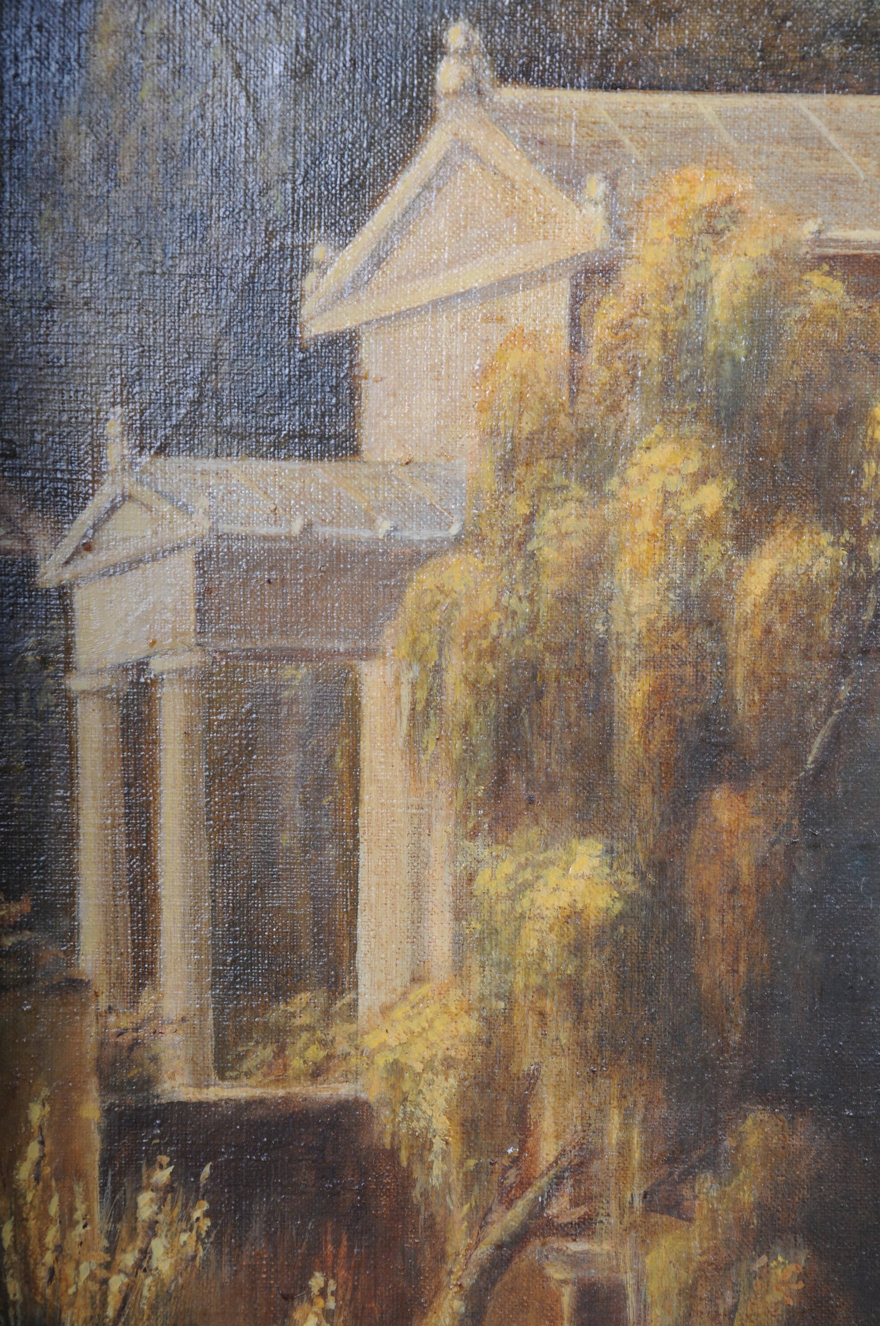 Toile Ancienne peinture à l'huile, la maison de jardin à Charlottenhof d'après Carl Daniel Freydanck en vente