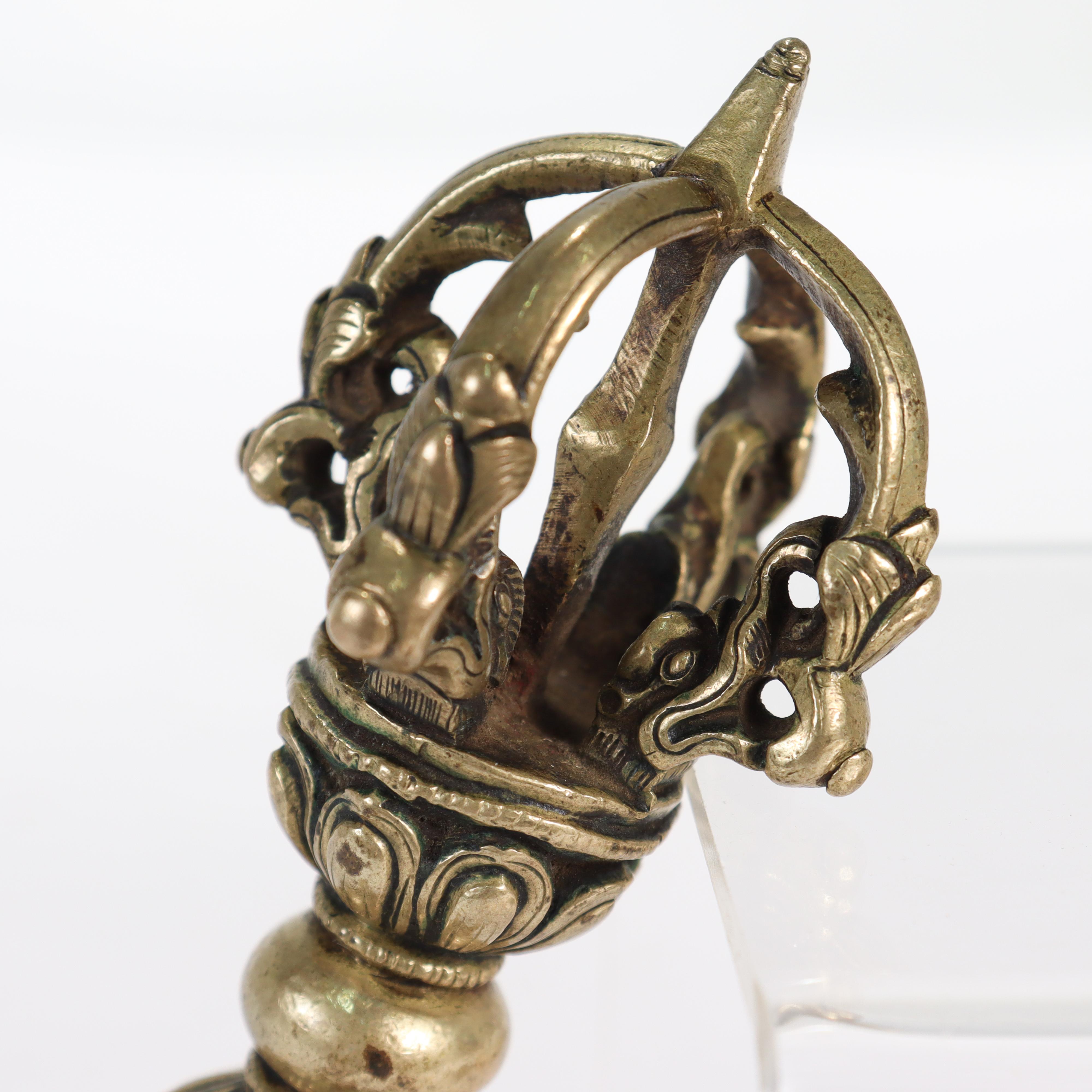 Old or Antique Brass or Bronze Tibetan Dorje or Vajra 6