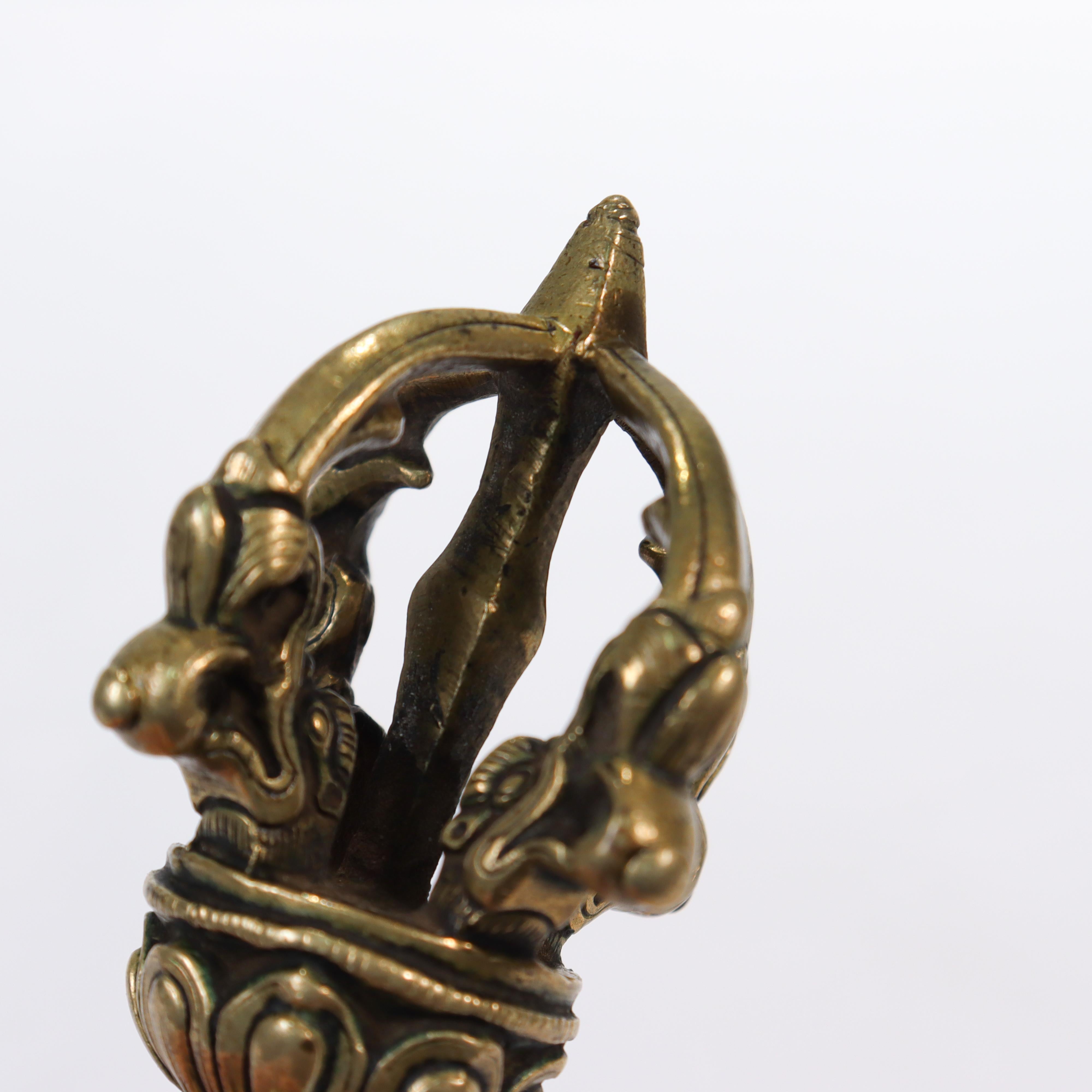 Old or Antique Brass or Bronze Tibetan Dorje or Vajra 7