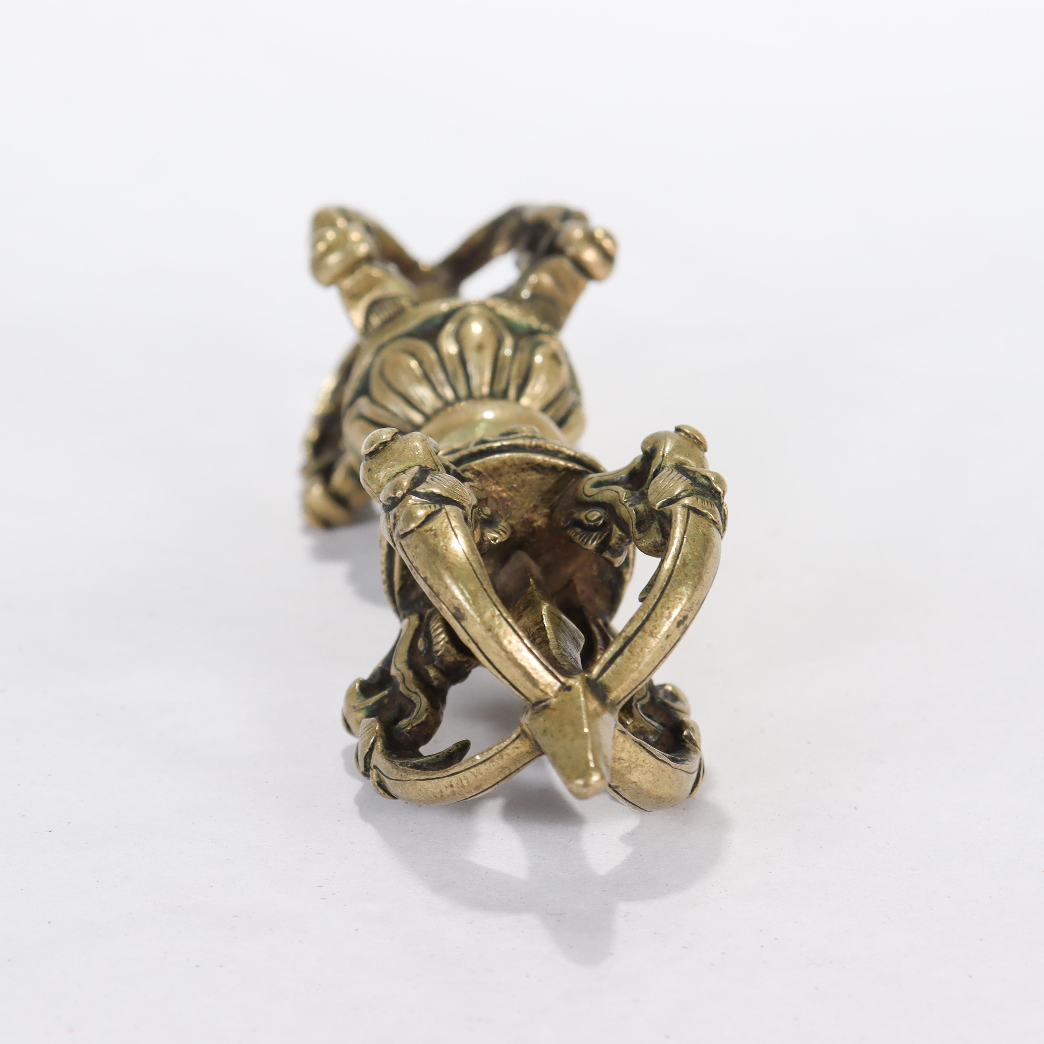 20th Century Old or Antique Brass or Bronze Tibetan Dorje or Vajra
