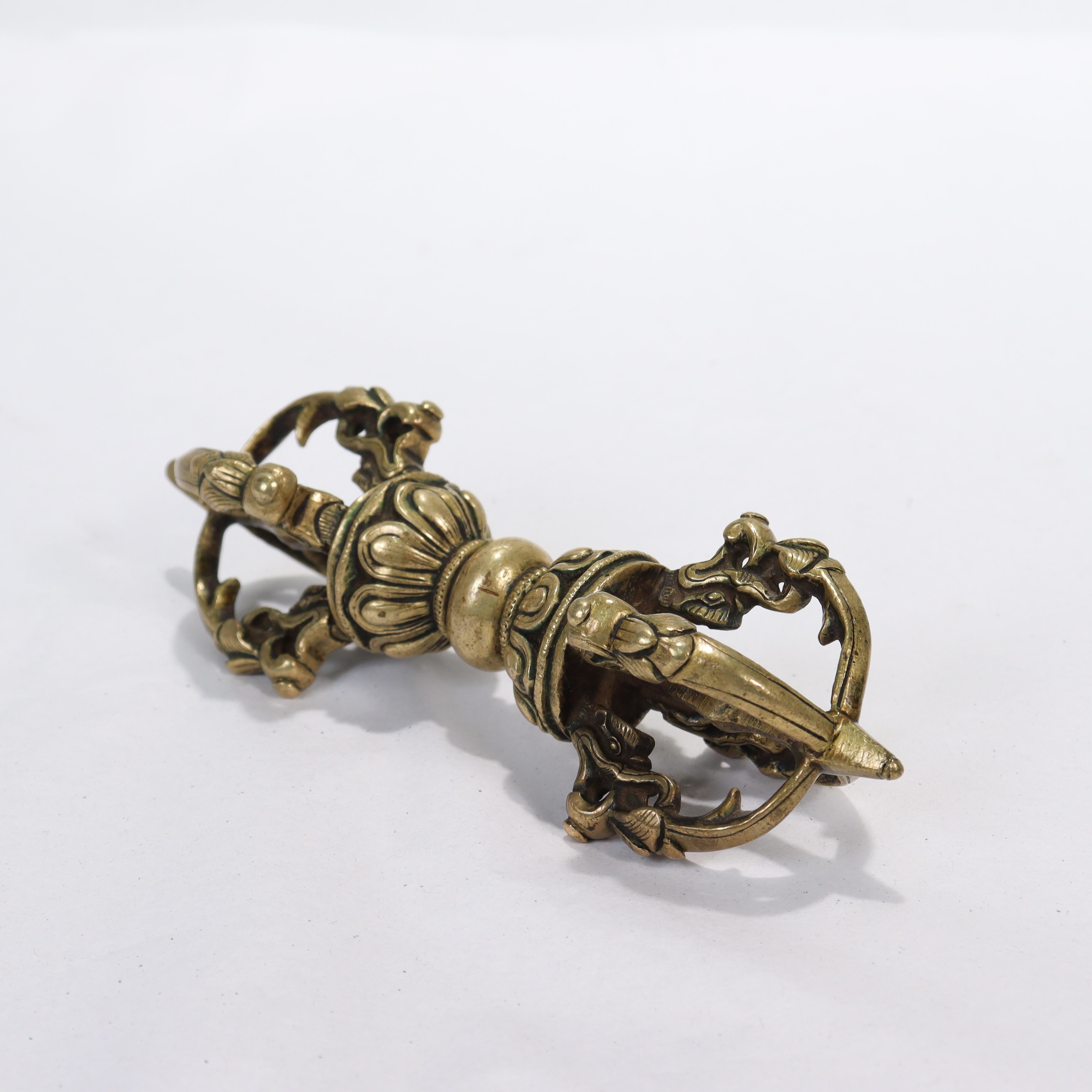 Old or Antique Brass or Bronze Tibetan Dorje or Vajra 2