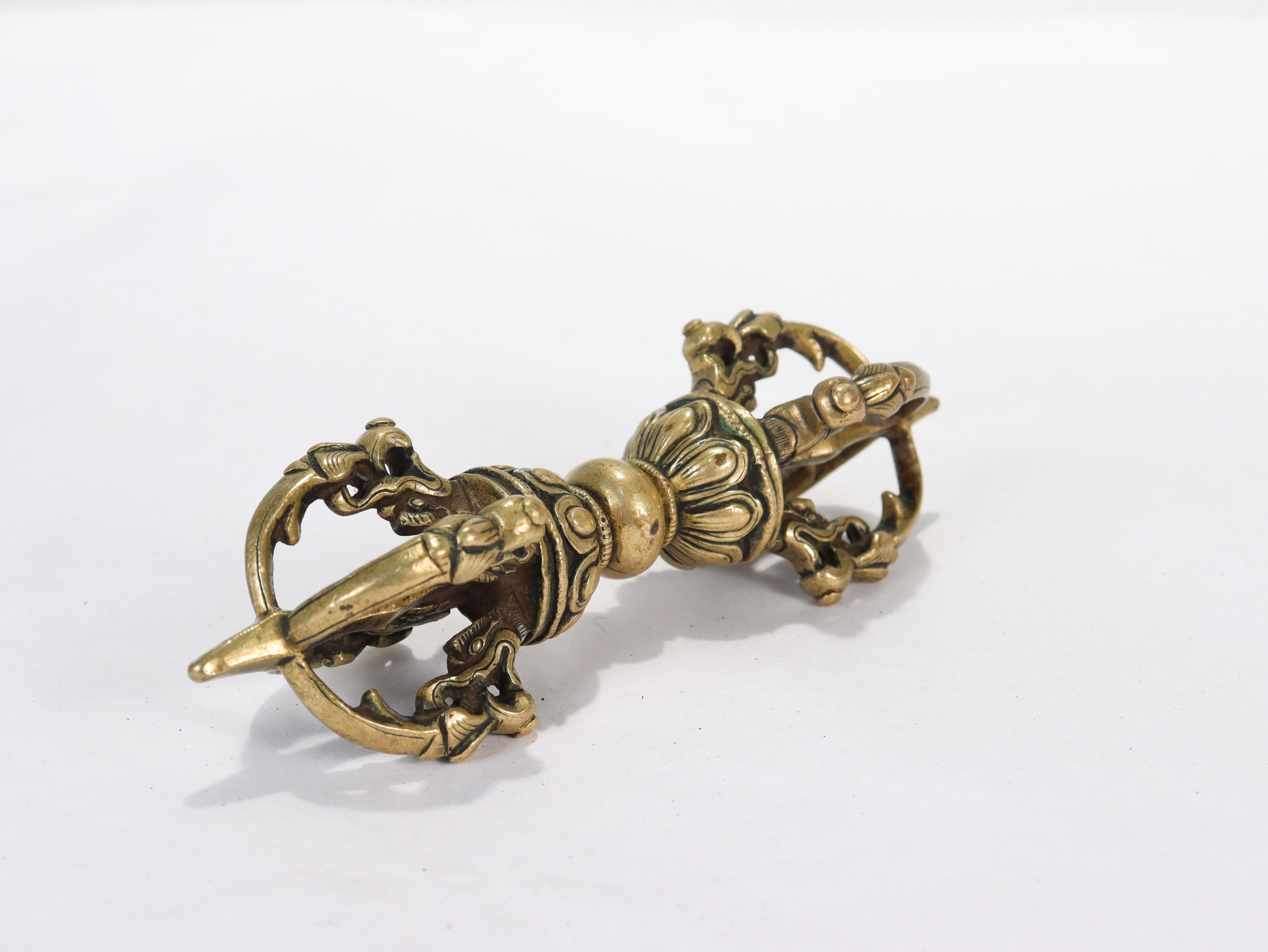 Old or Antique Brass or Bronze Tibetan Dorje or Vajra 3