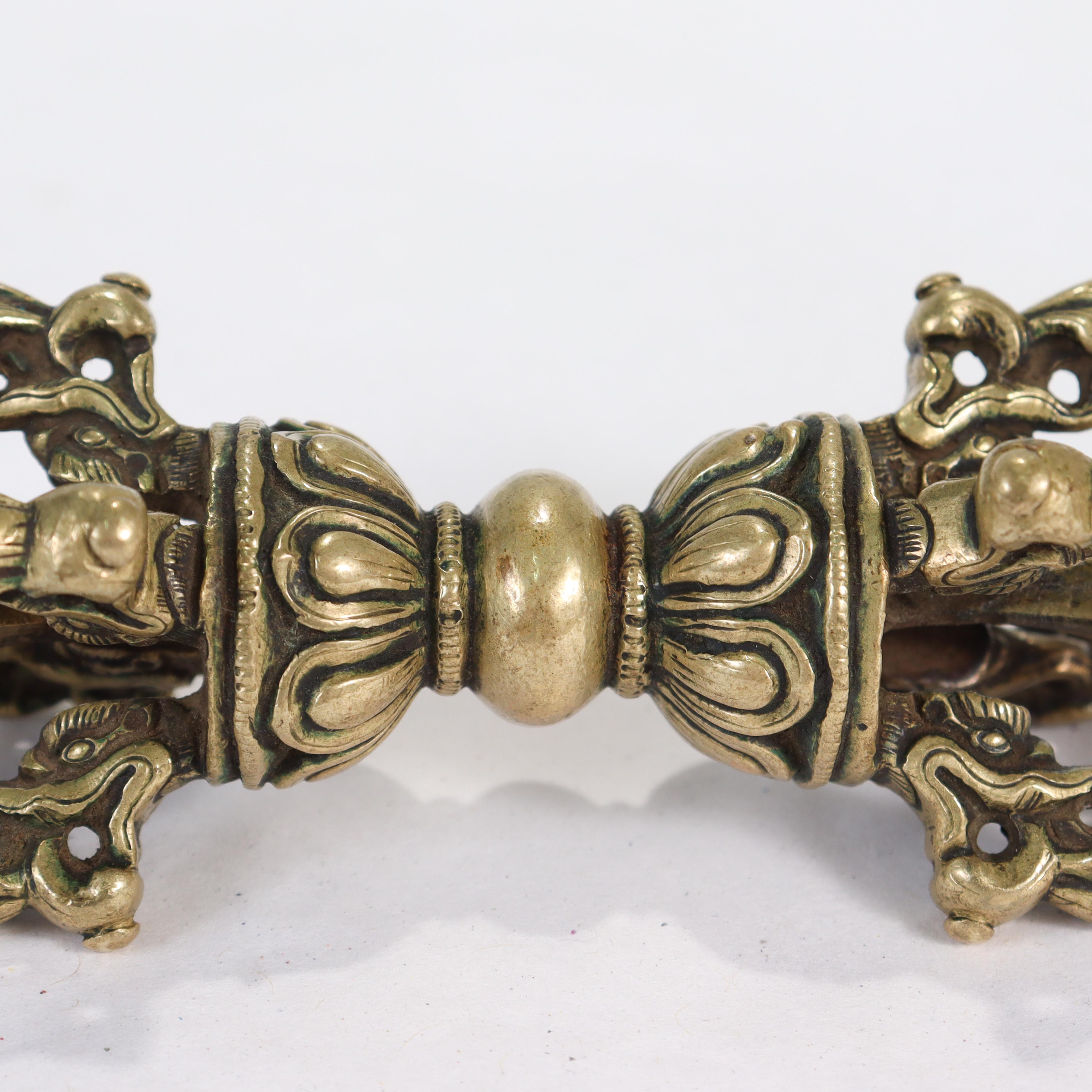 Old or Antique Brass or Bronze Tibetan Dorje or Vajra 5