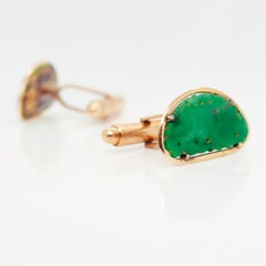 Alte oder antike chinesische Manschettenknöpfe aus 14k Gold und Jade