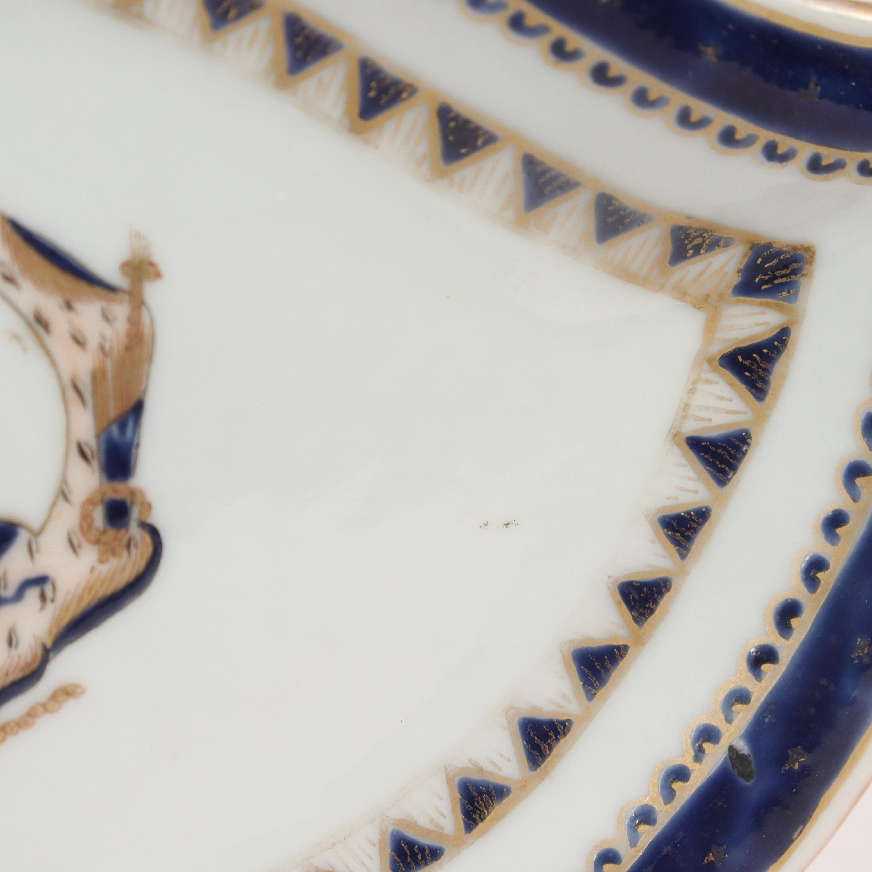 Old or Antique Chinese Export Porcelain Armorial Tobacco Leaf Form Dish / Plate For Sale 9