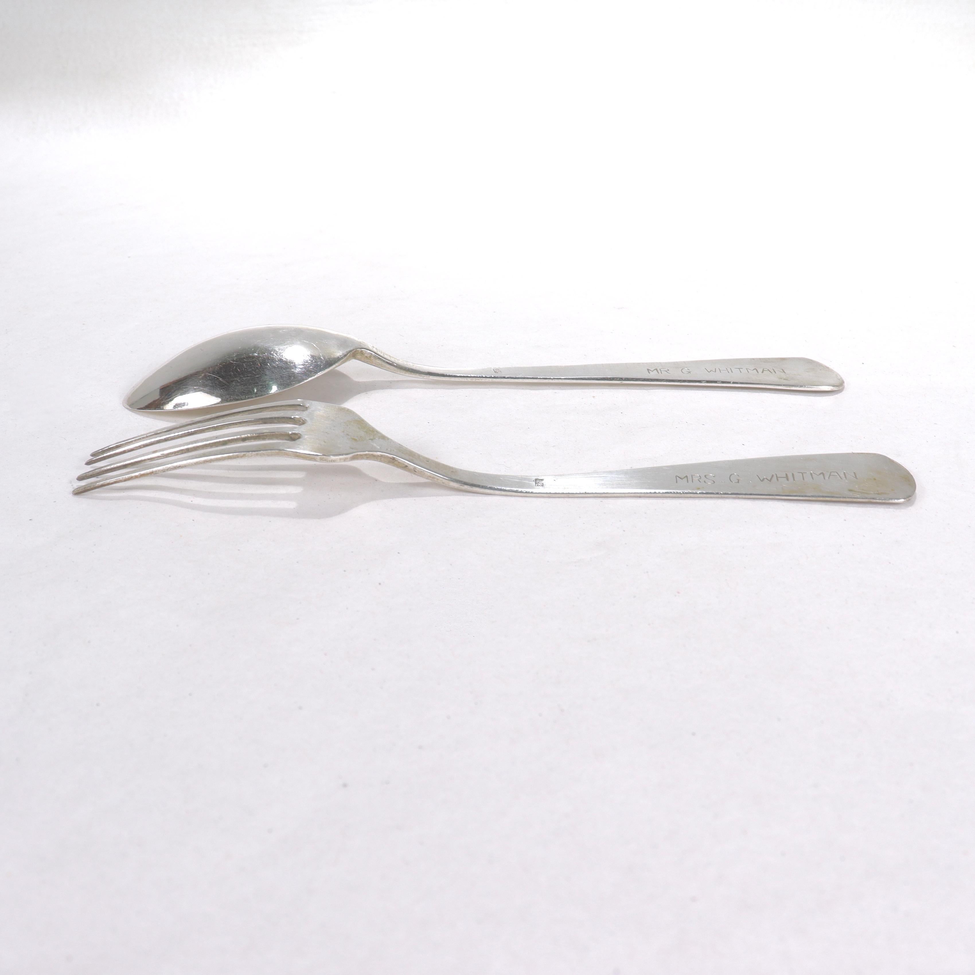 Forchetta e cucchiaio d'argento d'esportazione cinese vecchio o antico in vendita 4