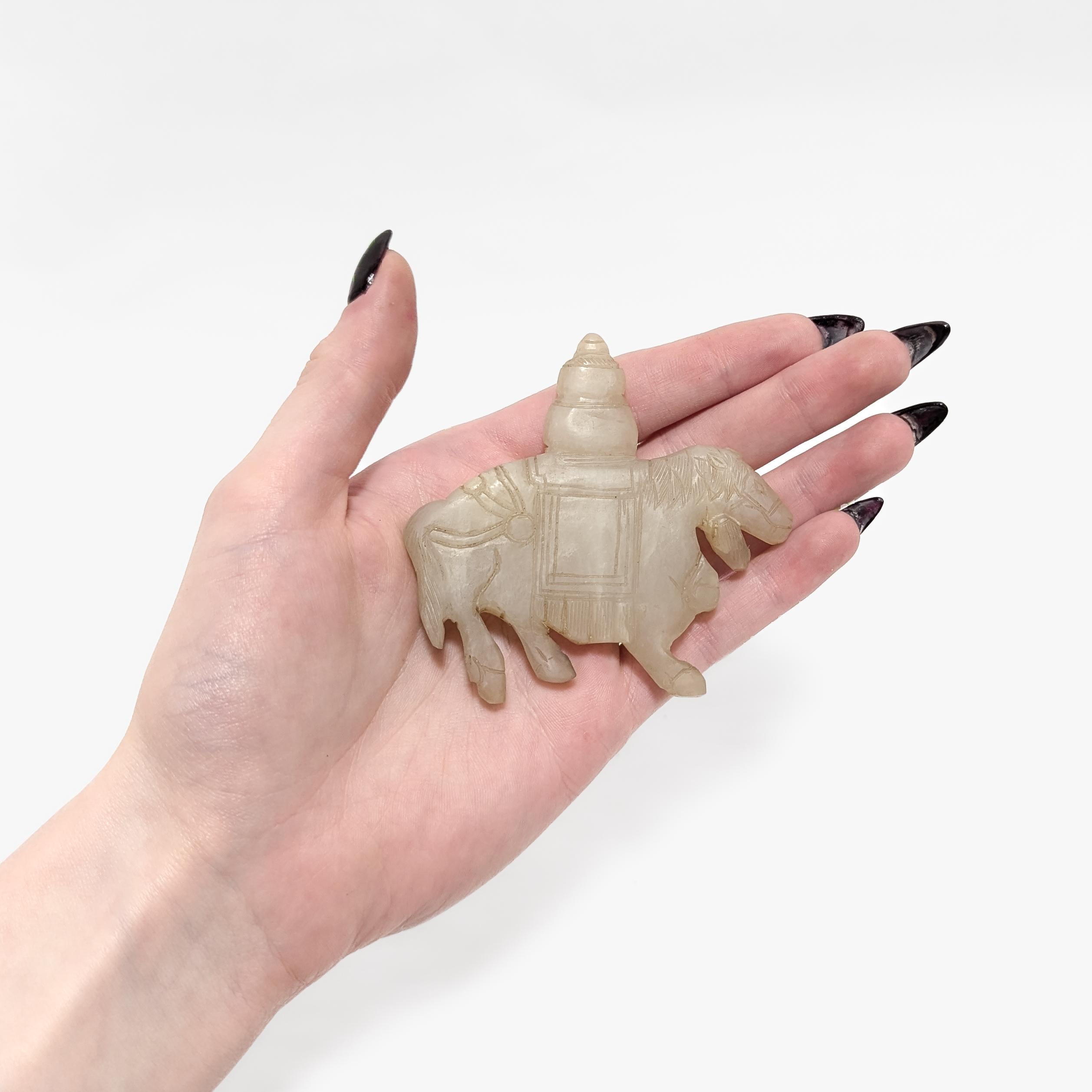 Old or Antique Chinese Jade Carving of a Pack Yak In Good Condition For Sale In Philadelphia, PA