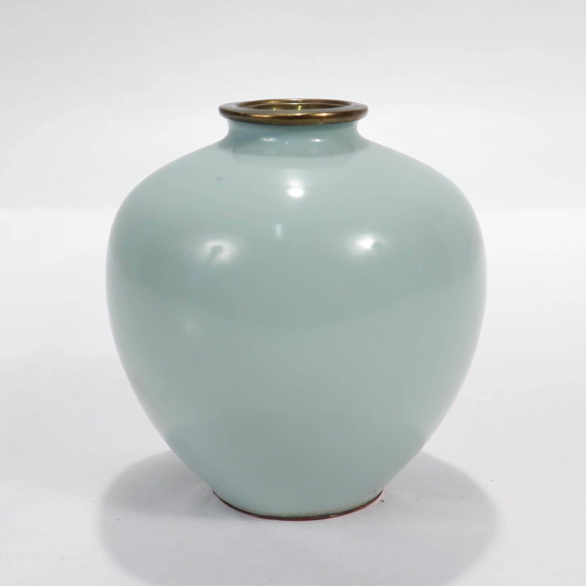 Meiji Old or Antique Diminutive Japanese Wireless Cloisonne Enamel Vase of Mt Fuji For Sale