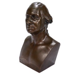 Old or Antique French Bronze Bust of President George Washington after JA Houdon
