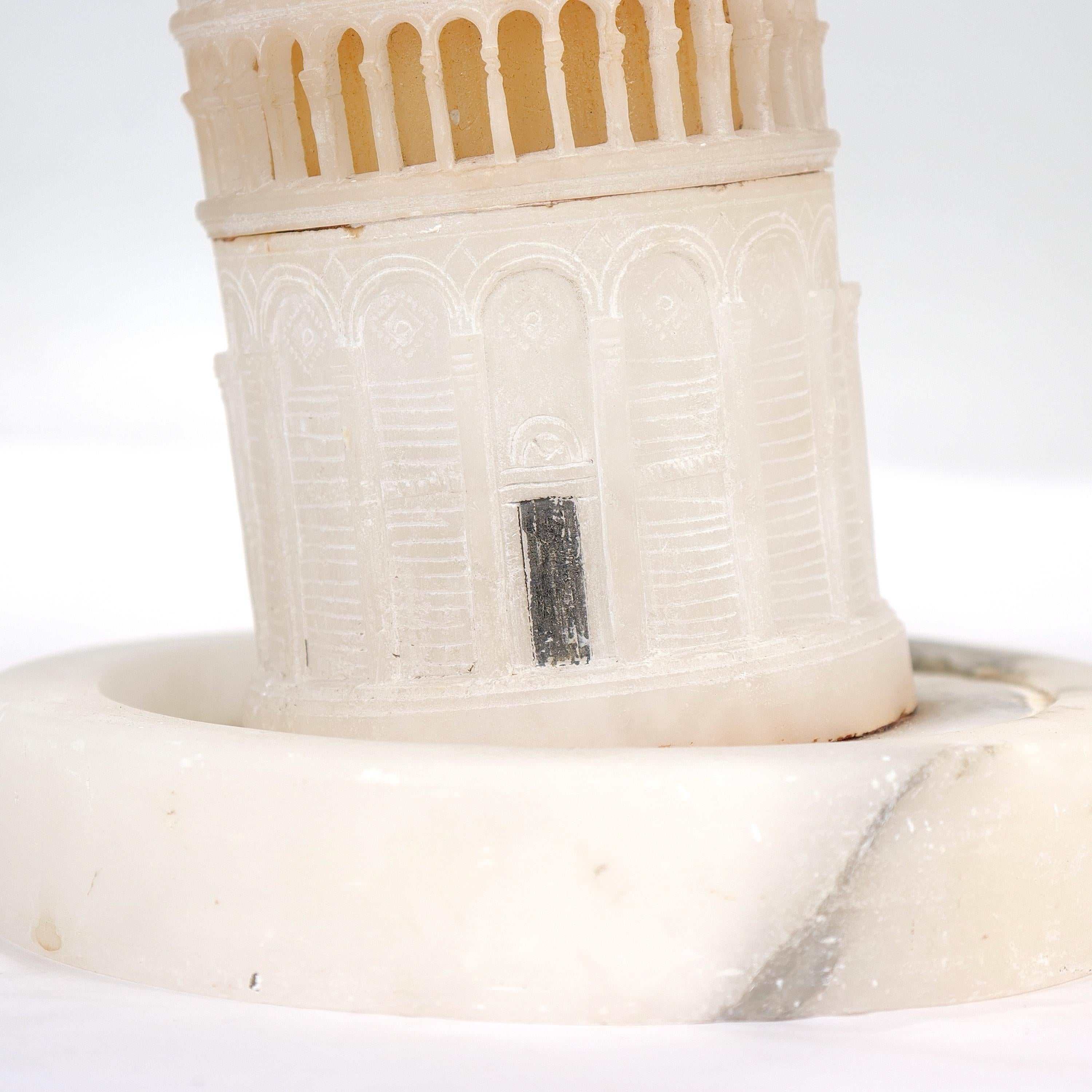 Old or Antique Grand Tour Style Alabaster Leaning Tower of Pisa Sculpture 6