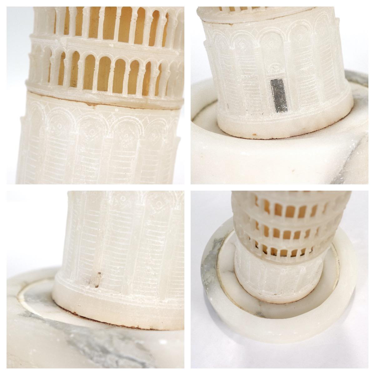 Old or Antique Grand Tour Style Alabaster Leaning Tower of Pisa Sculpture 10