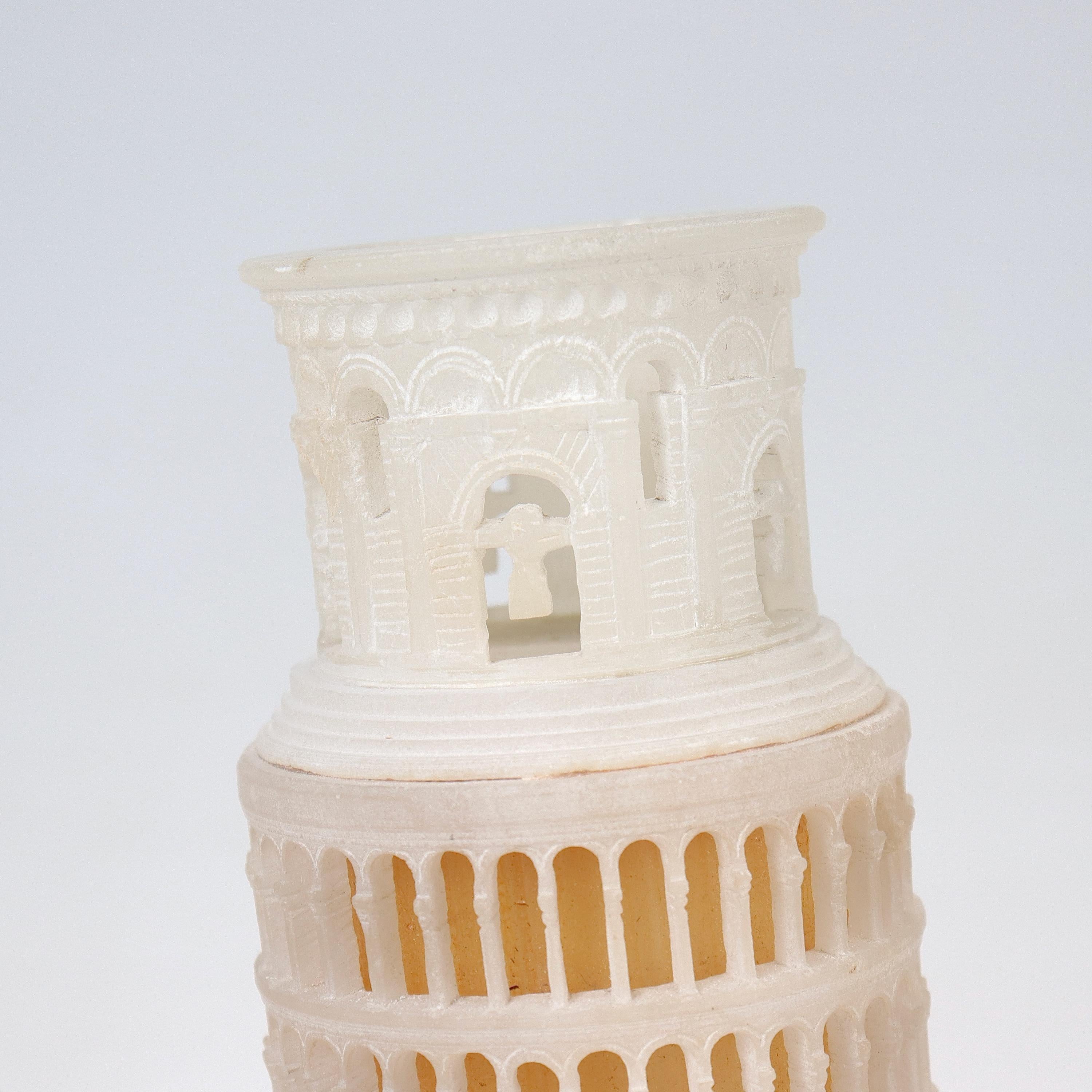 Old or Antique Grand Tour Style Alabaster Leaning Tower of Pisa Sculpture 3
