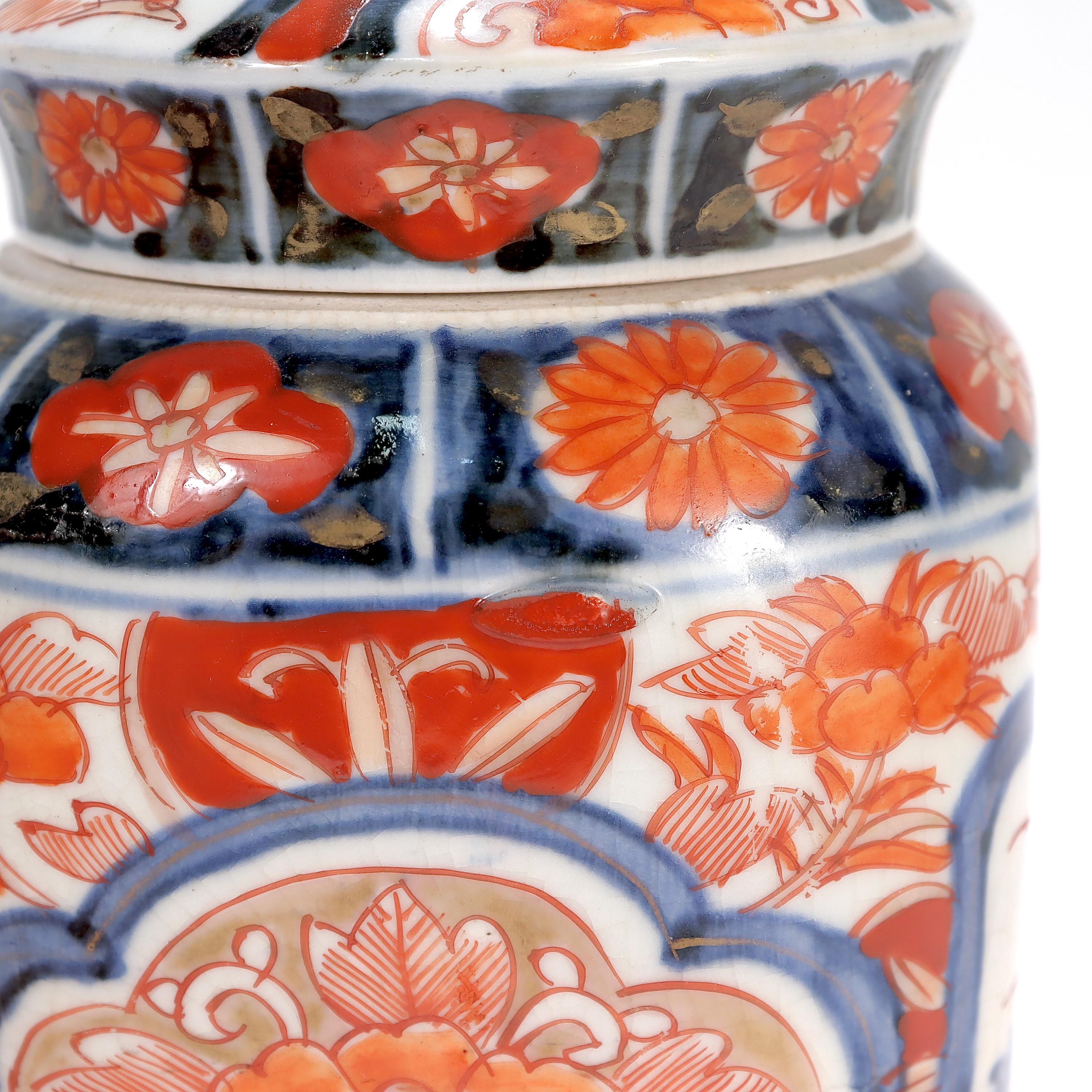 Old or Antique Japanese Imari Porcelain Covered Jar or Urn For Sale 7