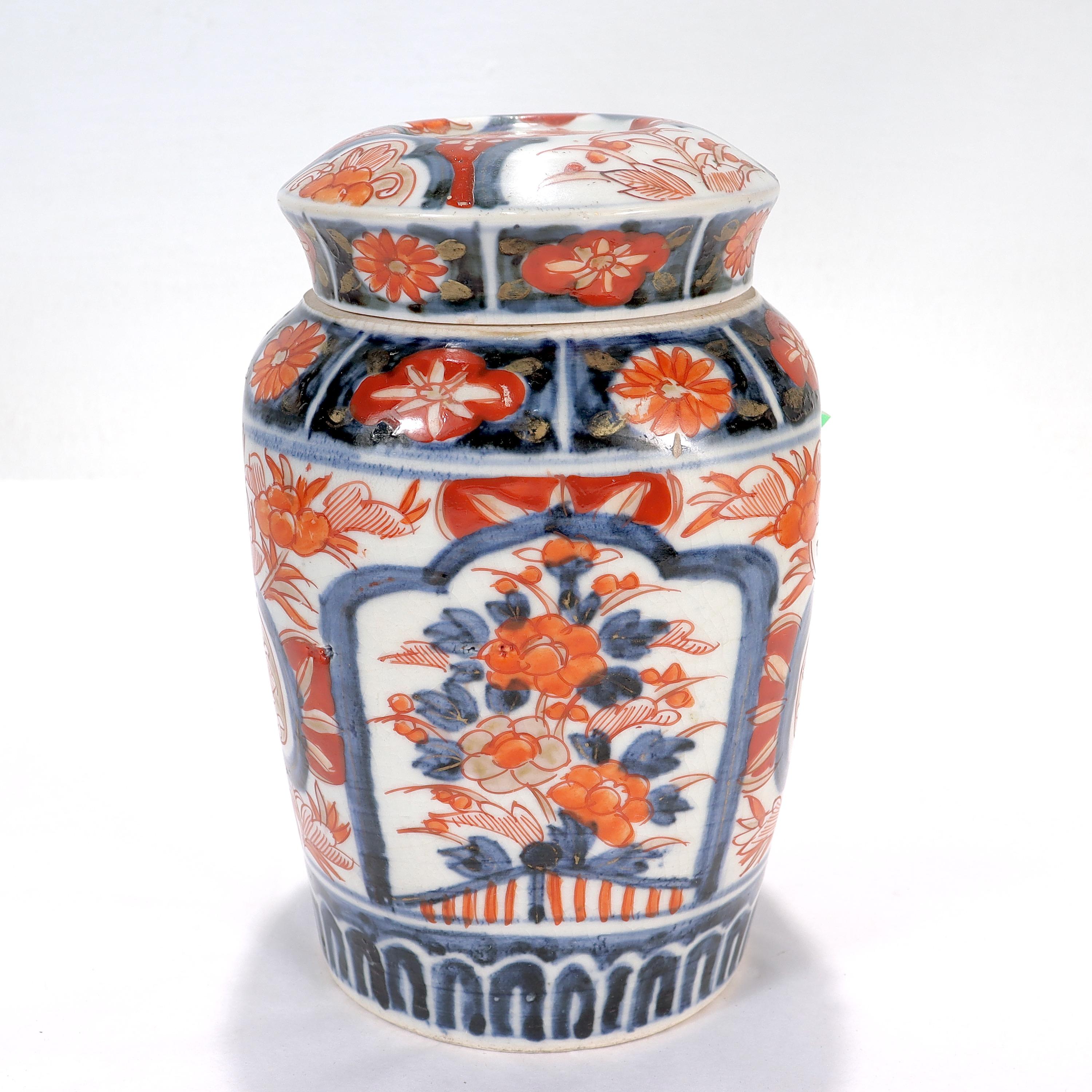 Meiji Old or Antique Japanese Imari Porcelain Covered Jar or Urn For Sale