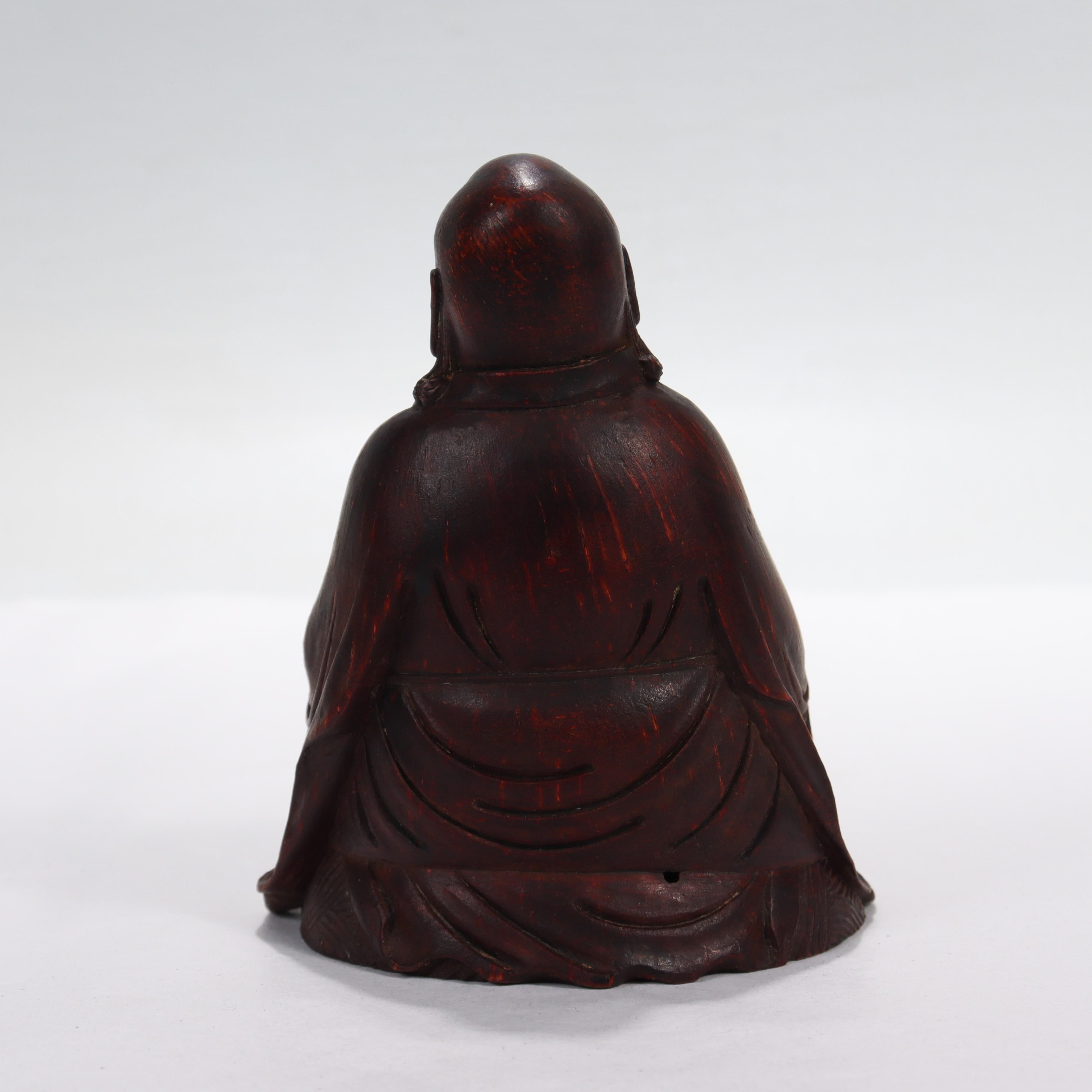 20th Century Old or Antique Japanese Wooden Figurine of a Buddhist Monk For Sale