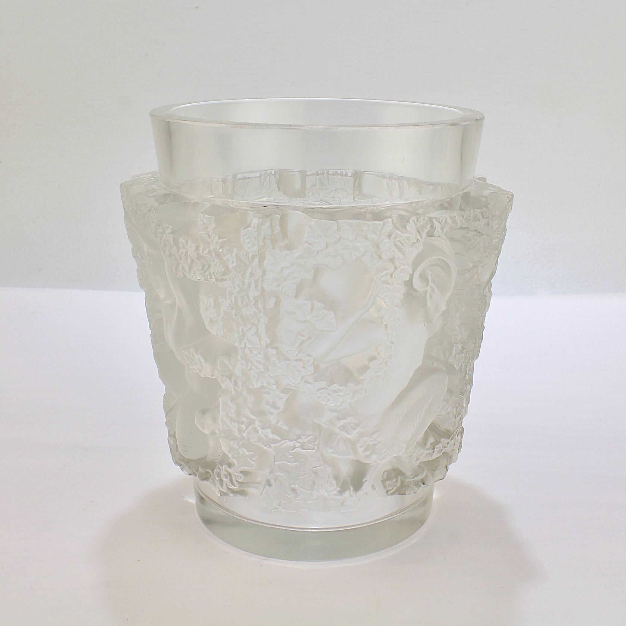 Art Deco Old or Antique Lalique Frosted French Art Glass Bacchus Vase