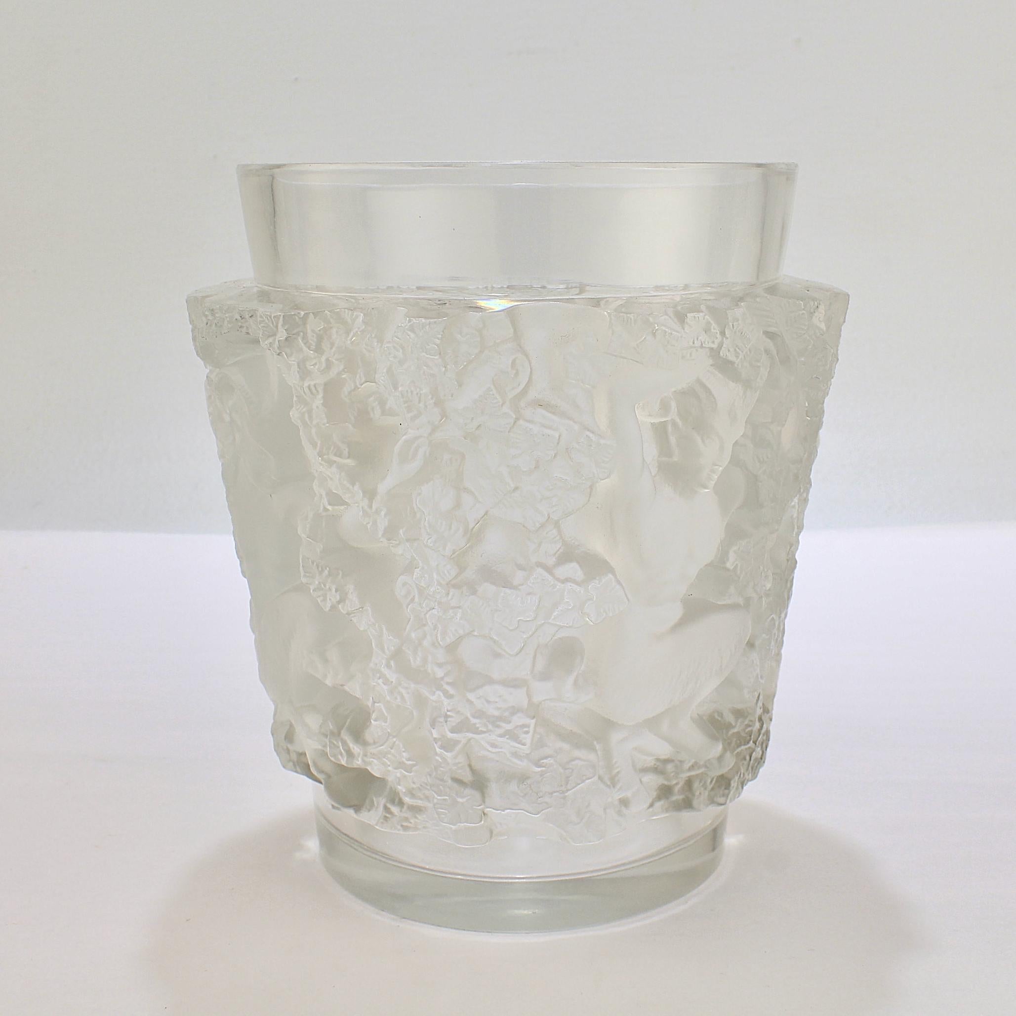 20th Century Old or Antique Lalique Frosted French Art Glass Bacchus Vase