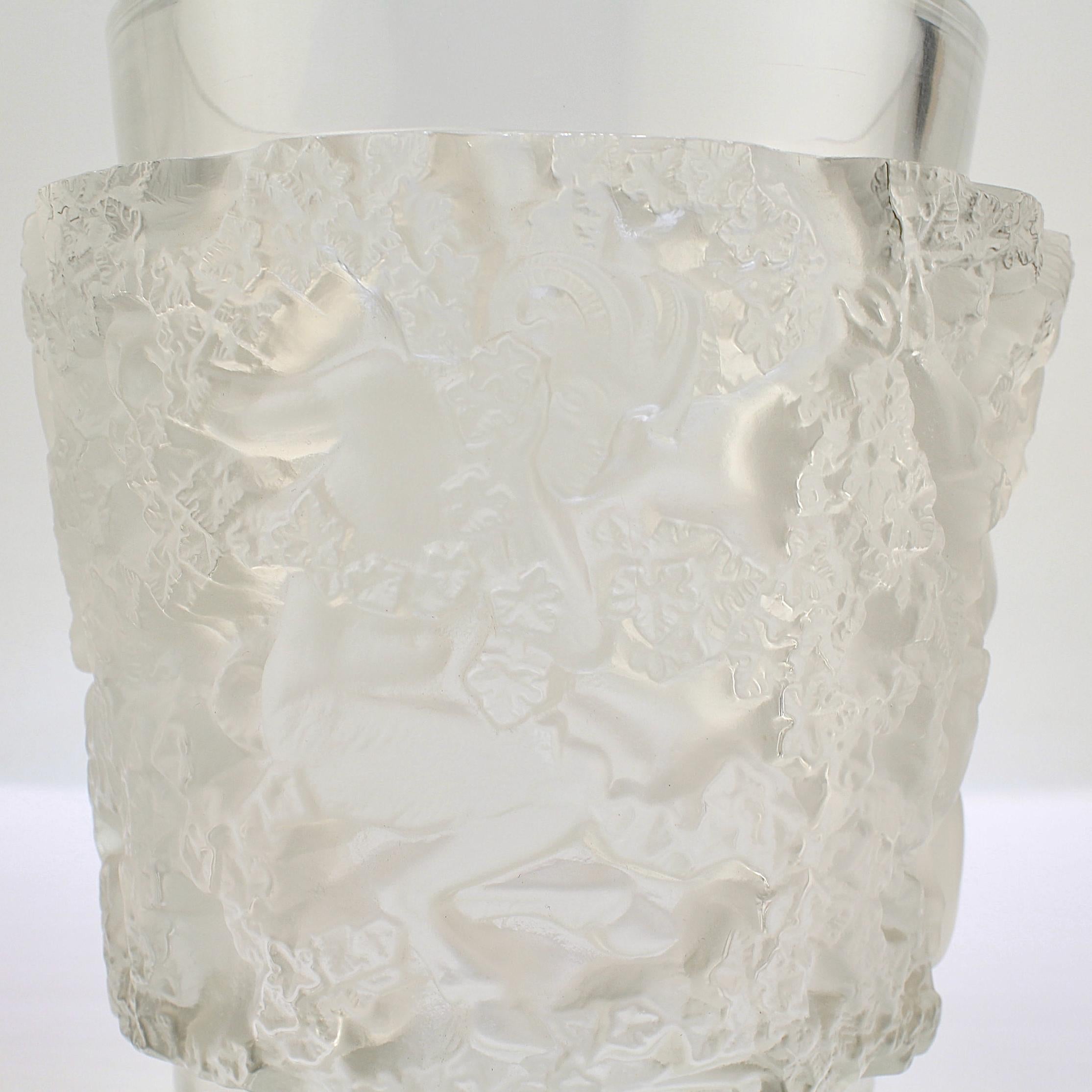 Old or Antique Lalique Frosted French Art Glass Bacchus Vase 3