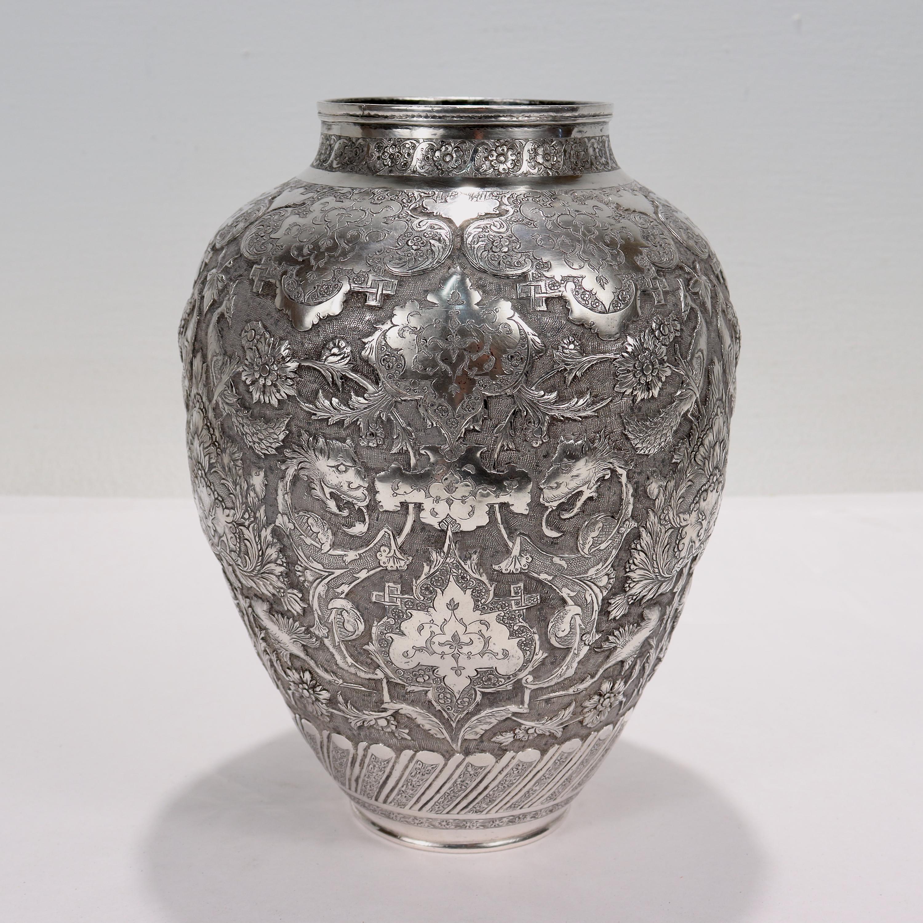 persian silver vase