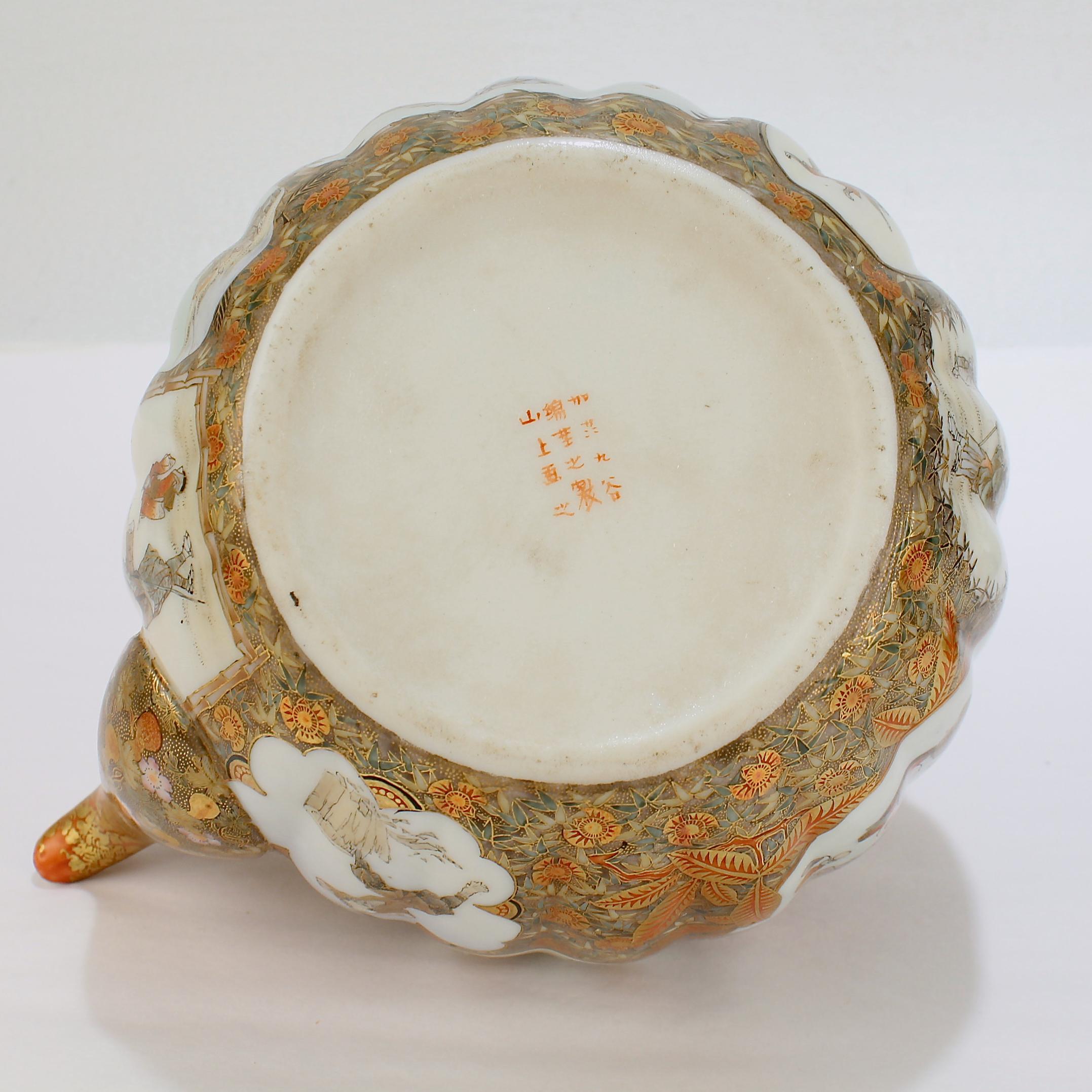 Old or Antique Signed Japanese Satsuma-Style Kutani Porcelain Teapot  4
