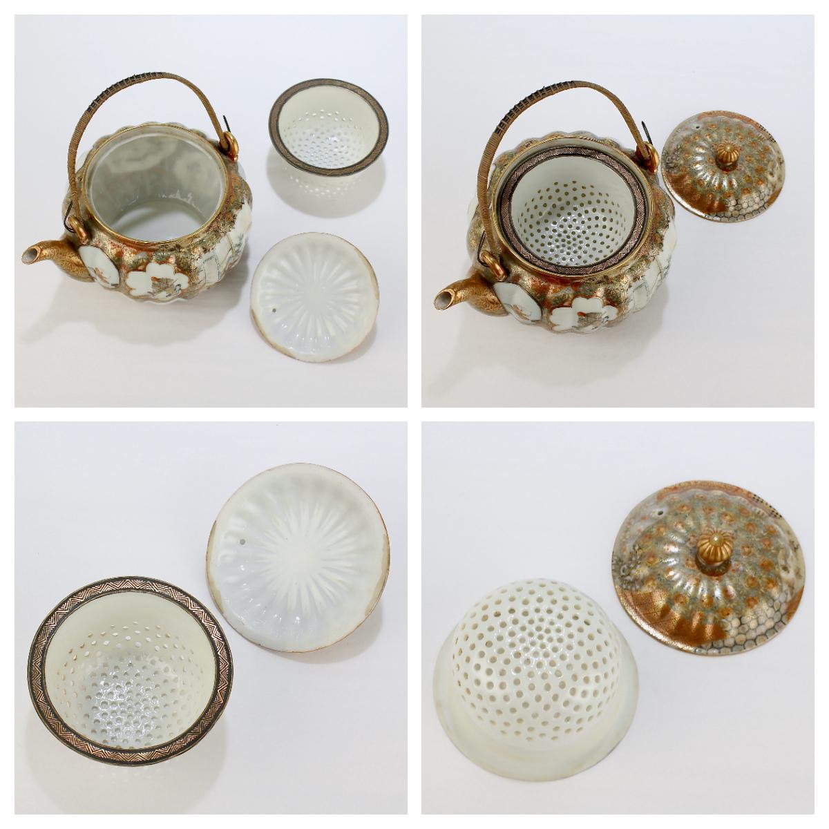 20th Century Old or Antique Signed Japanese Satsuma-Style Kutani Porcelain Teapot 