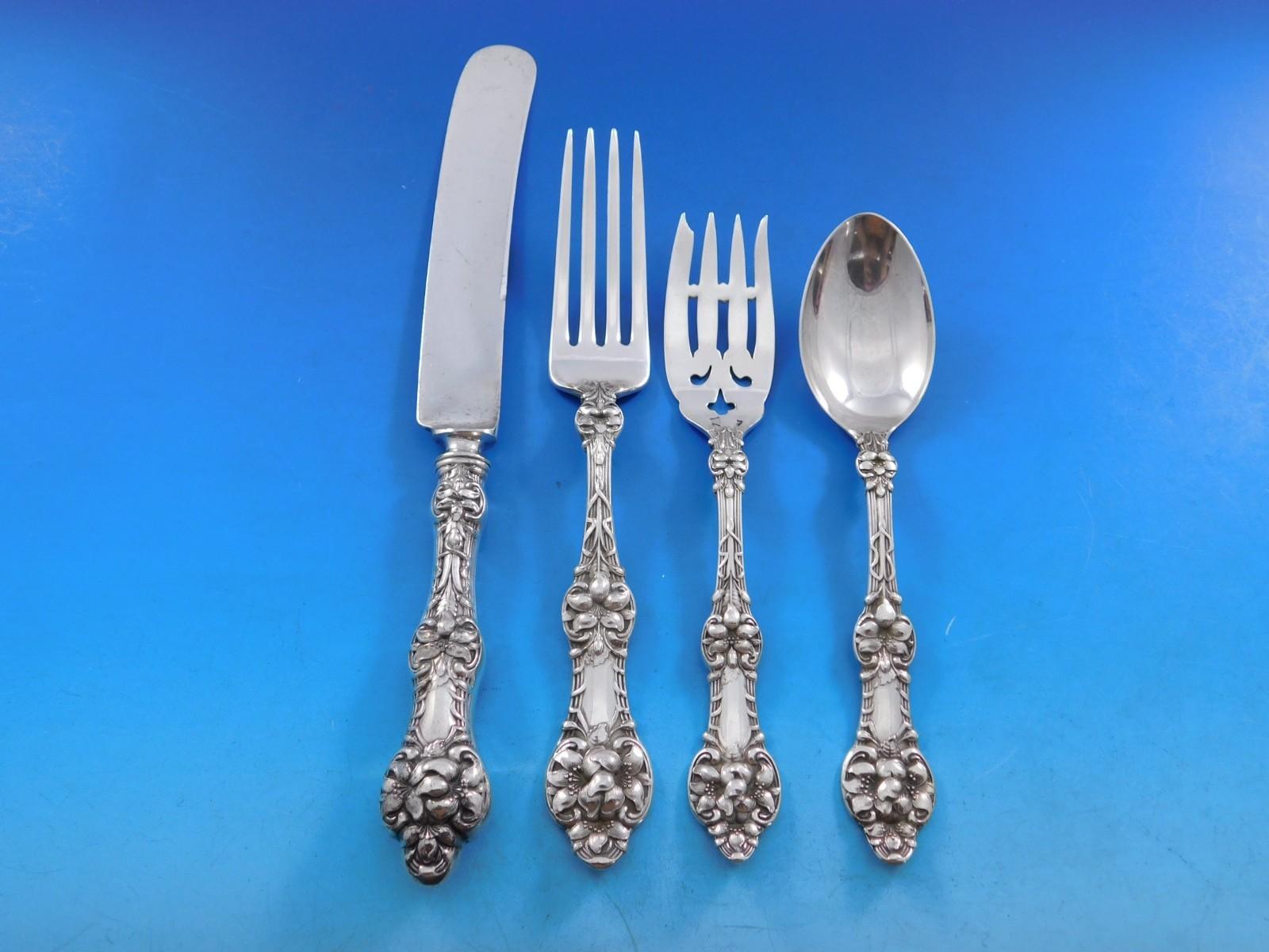 Set di posate in argento Sterling Old Orange Blossom by Alvin 12 Servizio 110 pz Pranzo in vendita 2
