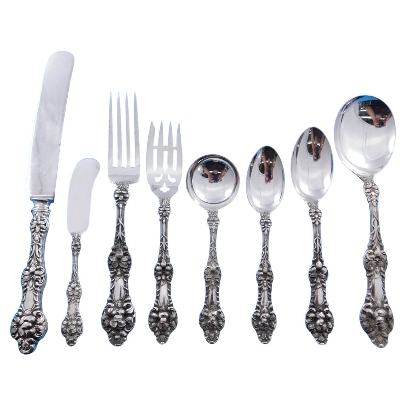 Pre-owned Alvin Corporation Old Orange Blossom By Alvin Sterling Silver Flatware Set For 8 Service 69 Pieces