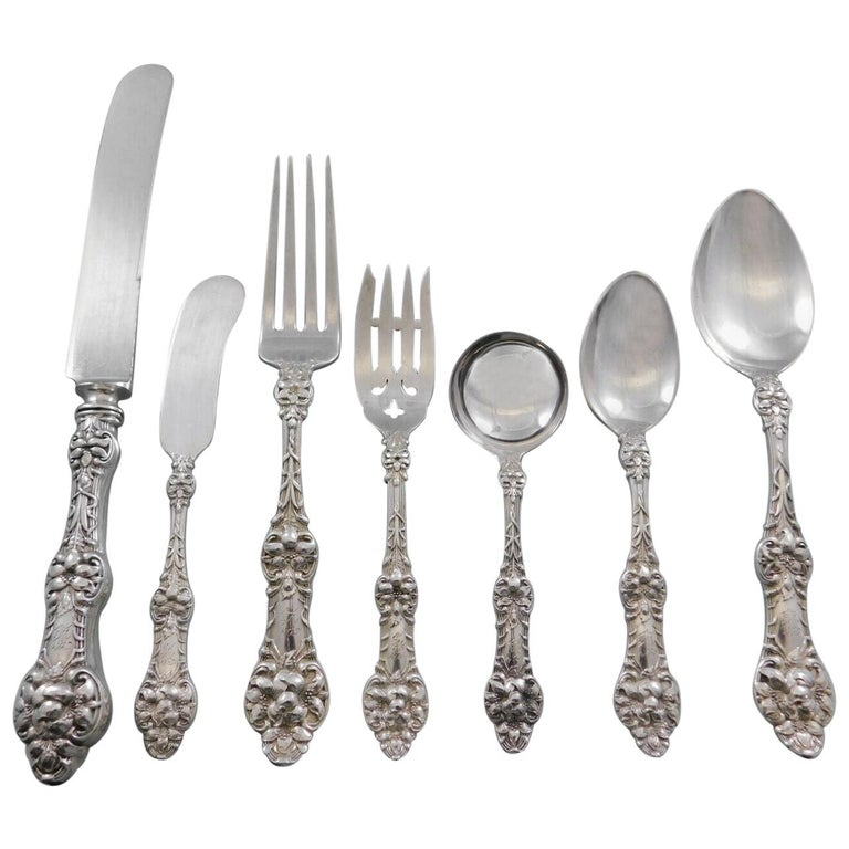 Old Orange Blossom by Alvin Sterling Silver Flatware Set Service 42 Pcs