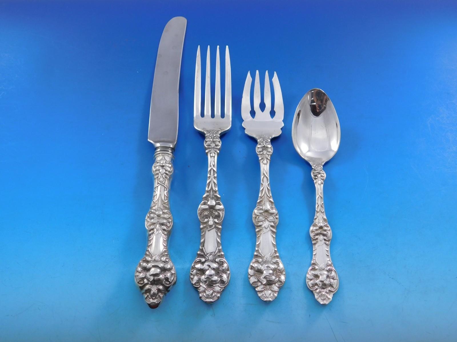Argento 925 Set di posate in argento Sterling Old Orange Blossom by Gorham Servizio da 40 pezzi per la cena in vendita