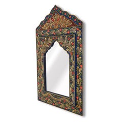 Old Oriental Hand Painted Wooden Mirror from the Orient