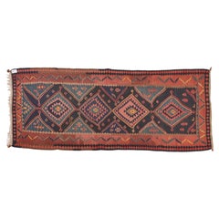 Vintage Kurdish Kilim Rug, Hand-Woven Wool, Geometric Design, 1950