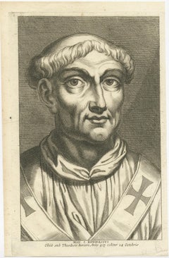 Old Original Antique Engraved Portrait of Pope Bonifacius / Boniface, 1678