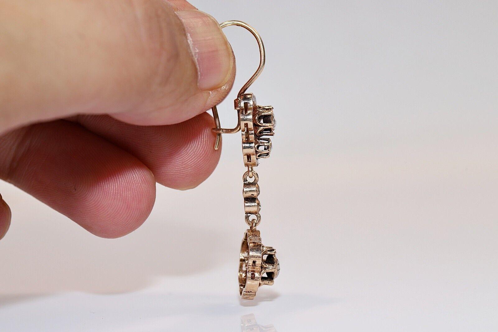 Boucles d'oreilles d'origine des années 1960, en or 8 carats, émail et diamants naturels taille rose en vente 2