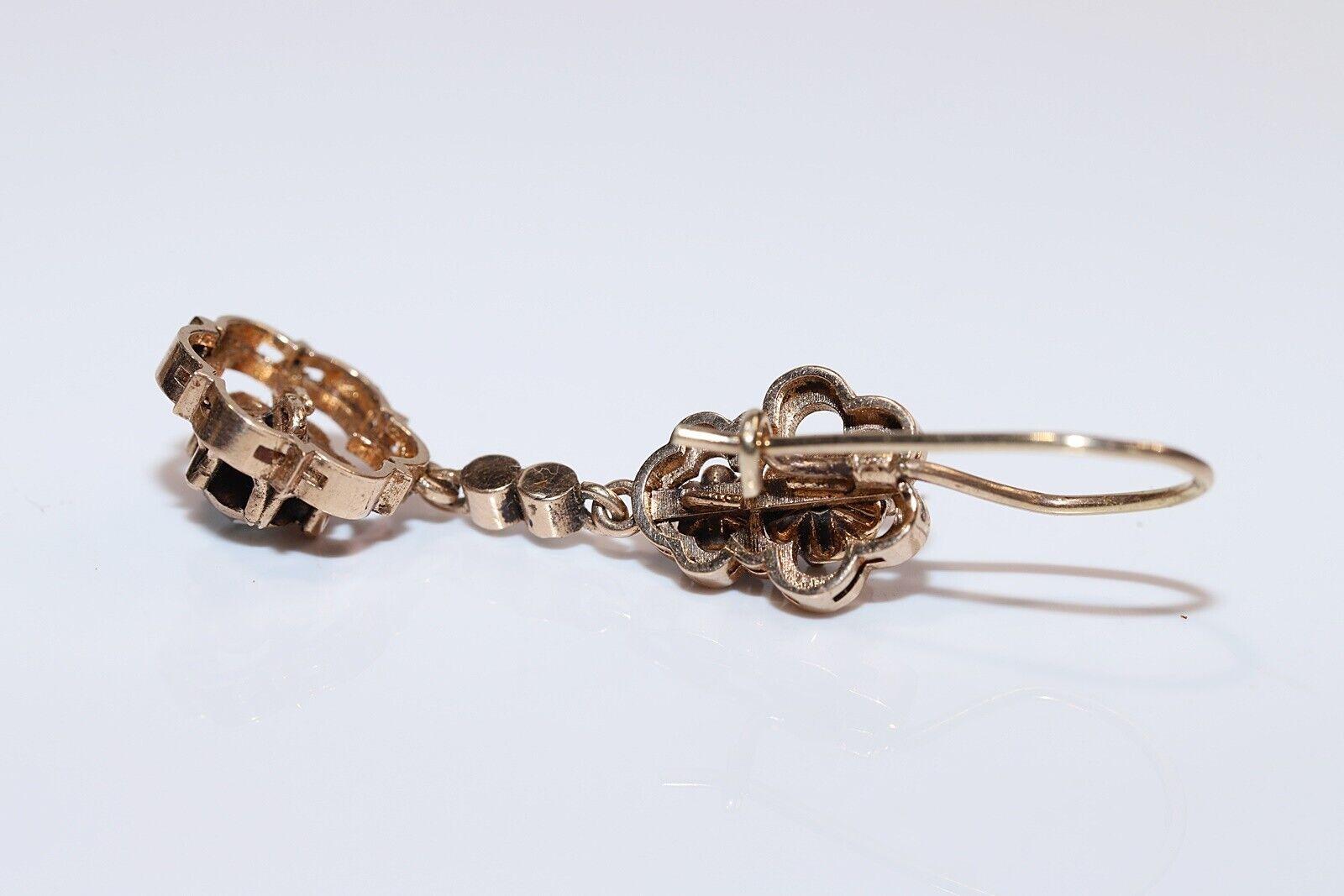 Boucles d'oreilles d'origine des années 1960, en or 8 carats, émail et diamants naturels taille rose en vente 3