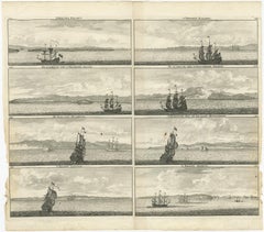 Old Original Engraving with Coastal Views of Arabia, 1711