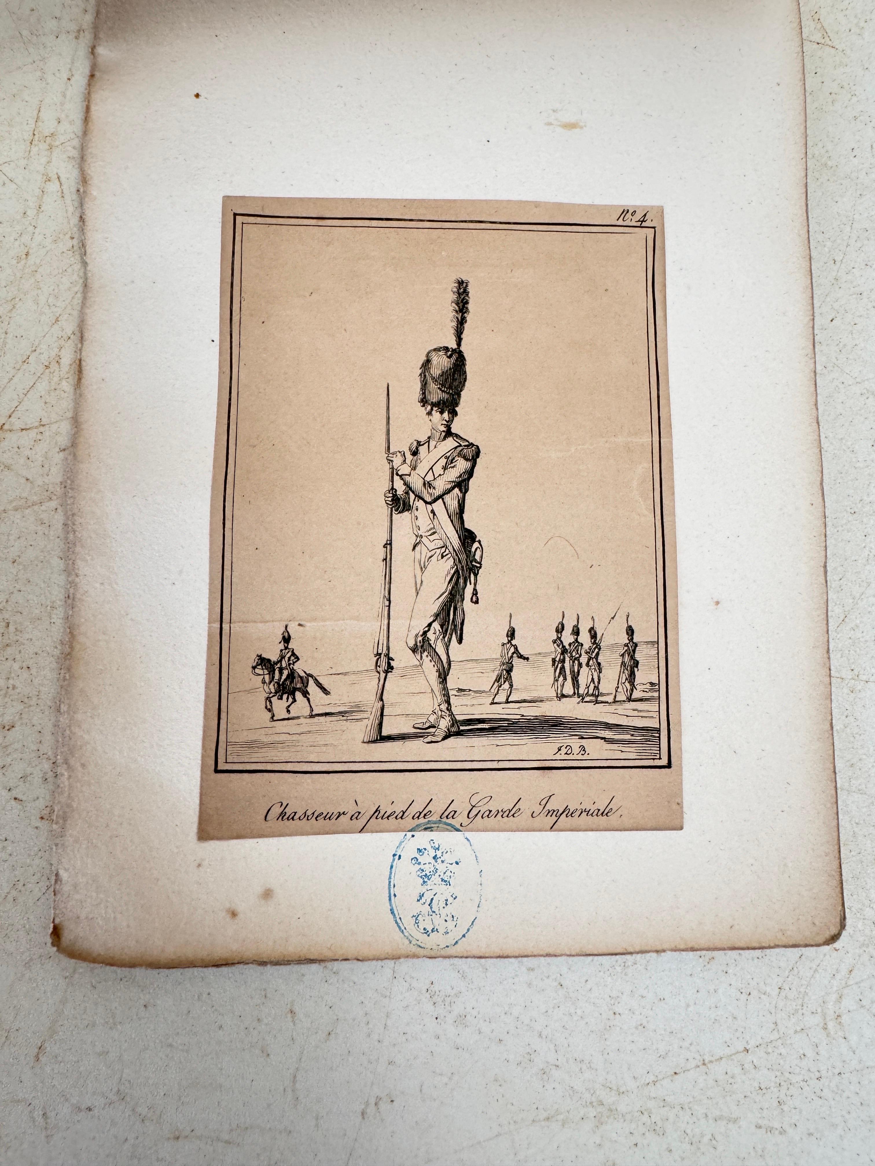 Ancienne gravure originale  Avec des personnages de soldats France 19e série de 10 pièces en vente 3