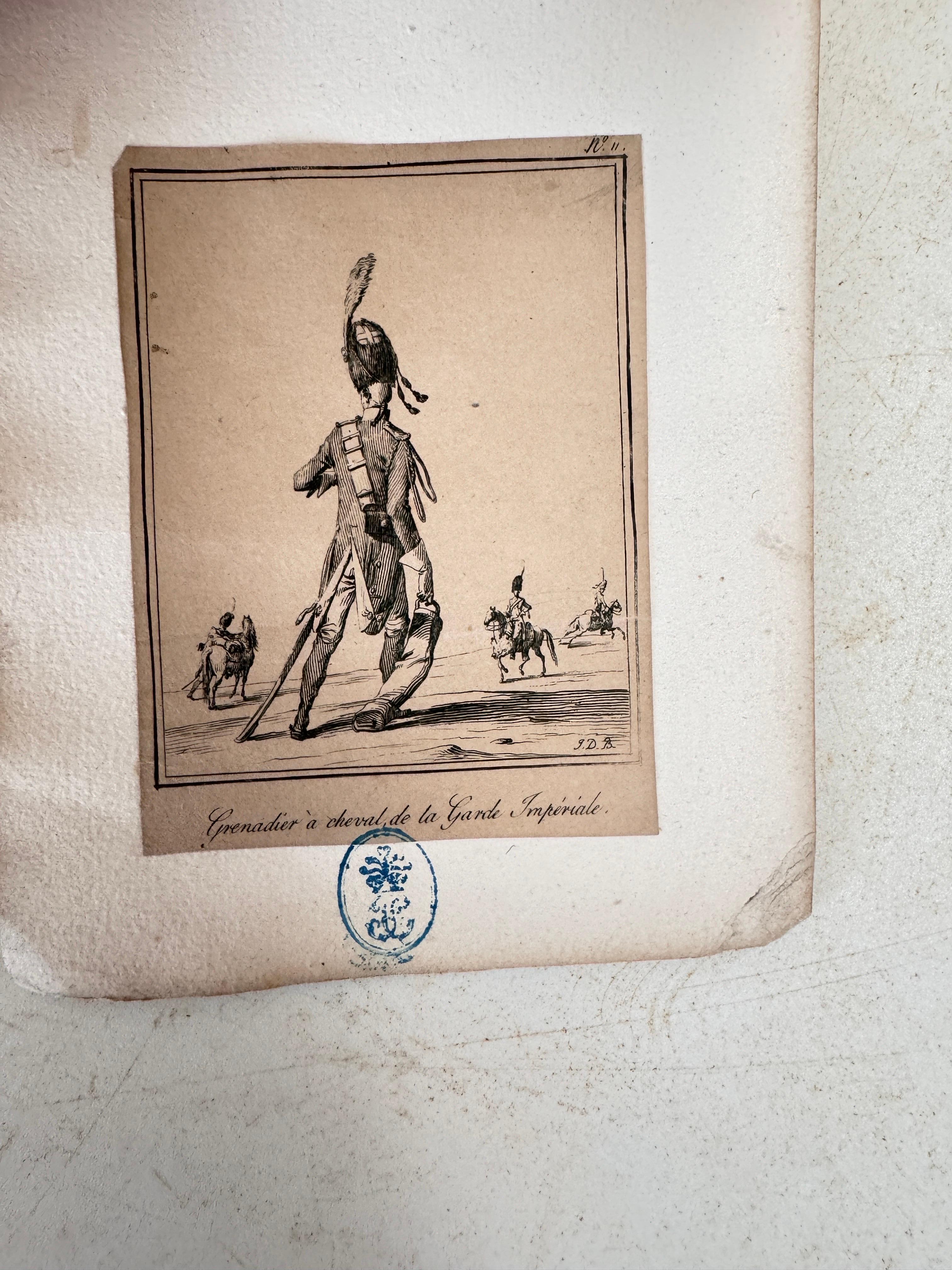 Ancienne gravure originale  Avec des personnages de soldats France 19e série de 10 pièces en vente 8
