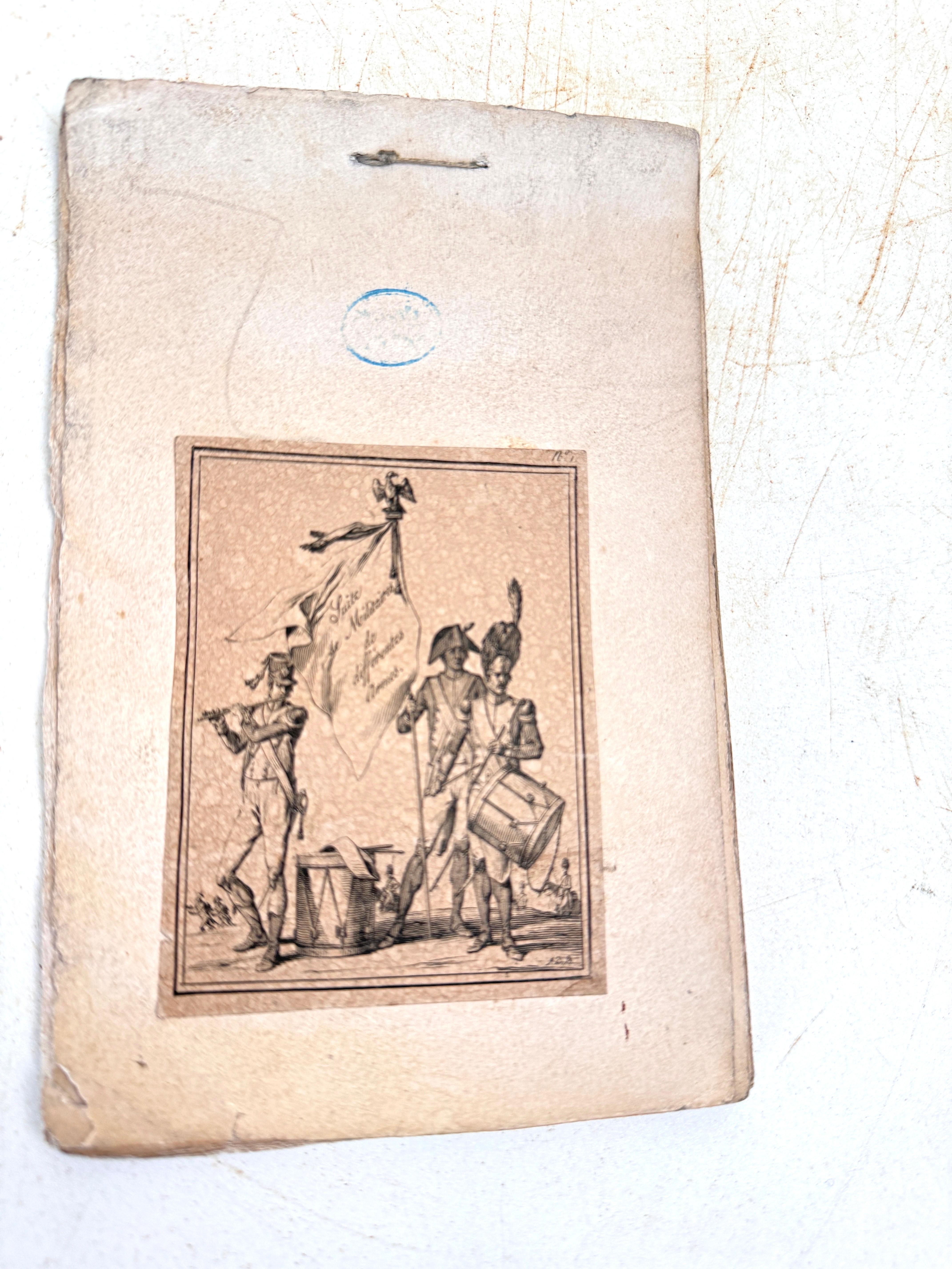 Ancienne gravure originale  Avec des personnages de soldats France 19e série de 10 pièces en vente 9