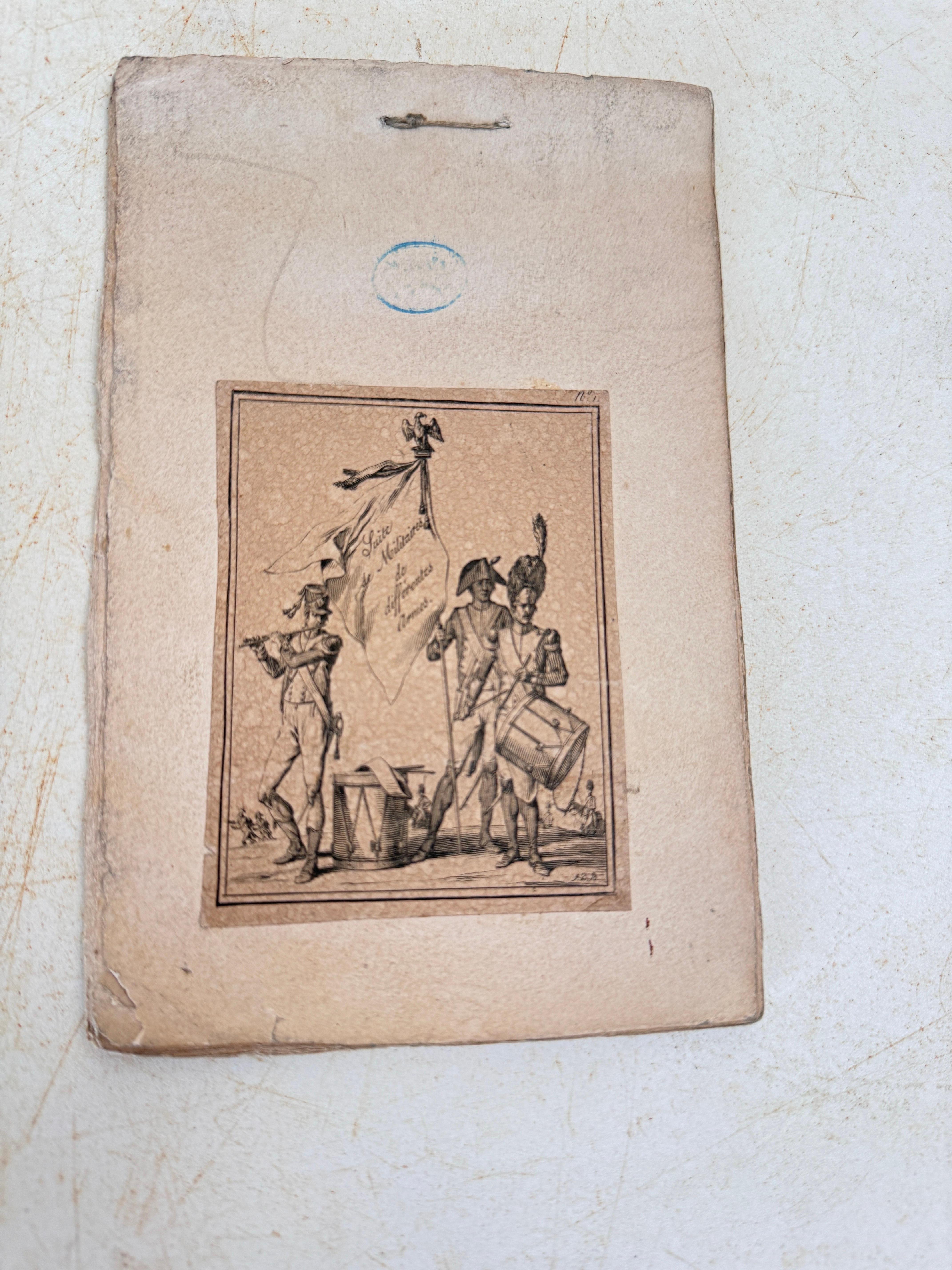 Ancienne gravure originale  Avec des personnages de soldats France 19e série de 10 pièces Bon état - En vente à Auribeau sur Siagne, FR