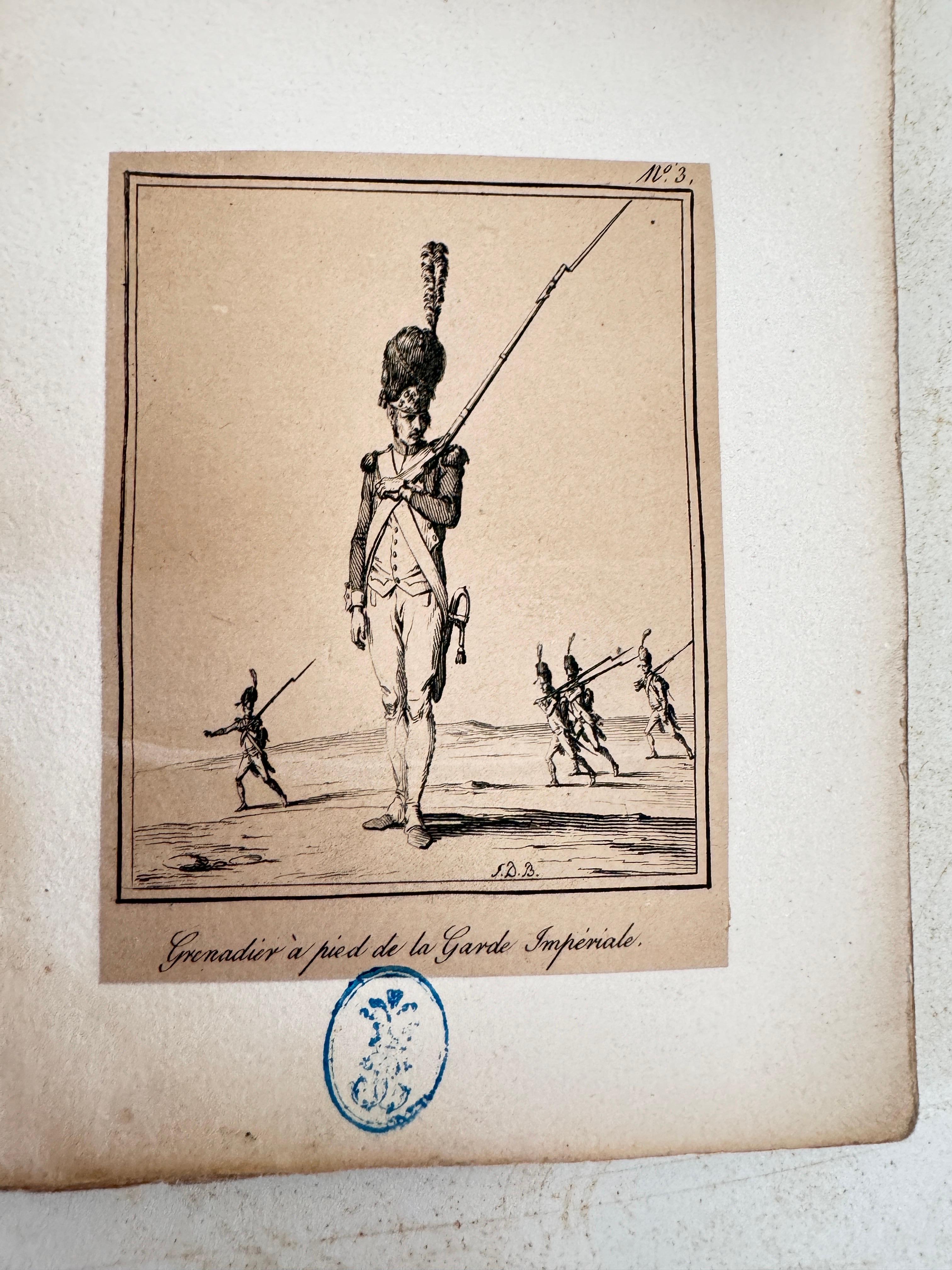 Alte Original-Gravur  mit Soldatenfiguren Frankreich 19. Satz von 10 im Angebot 2