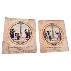 Old Original Engraving  with soldiers characters in Paris France 19th