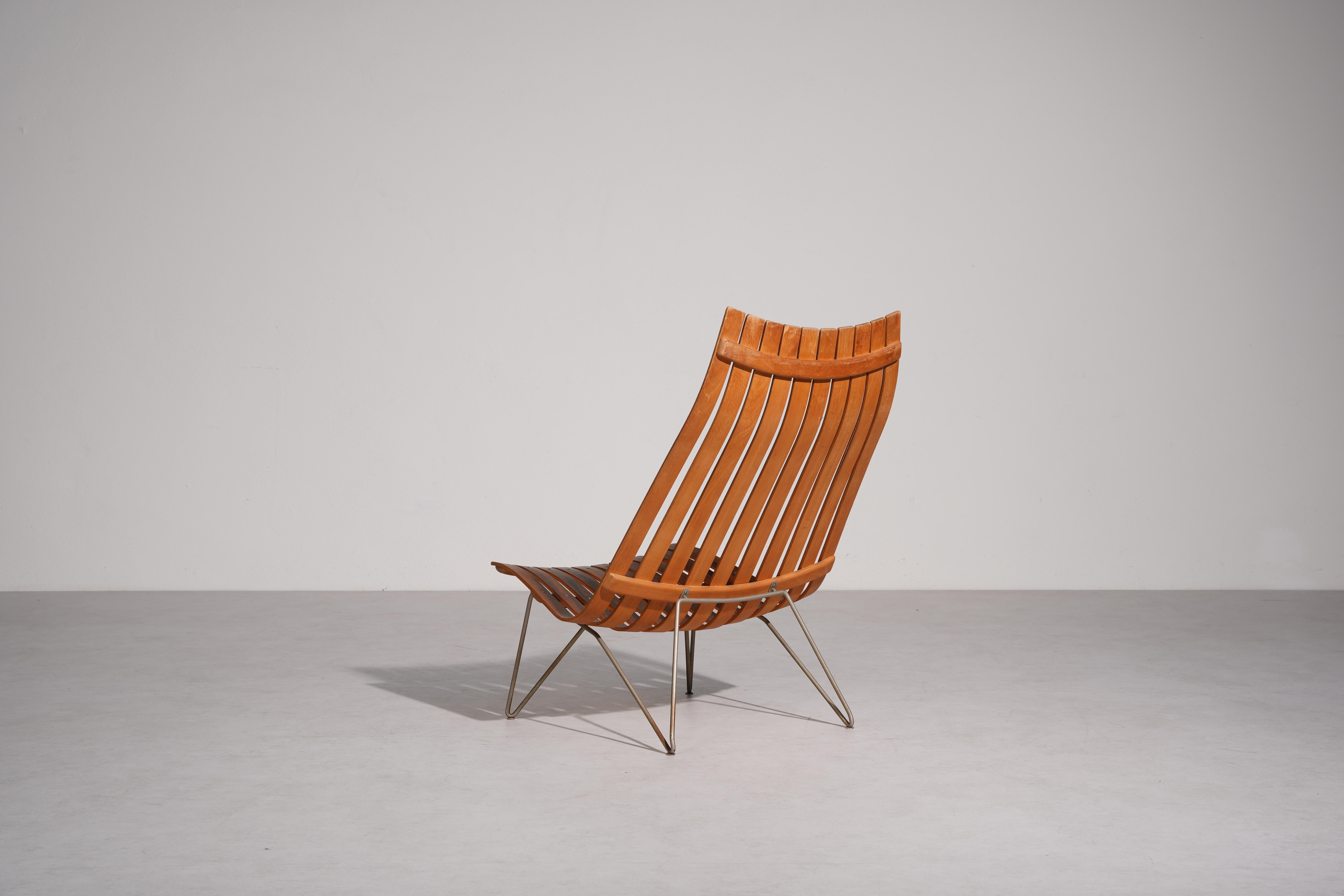 Milieu du XXe siècle Ancien Original Hans Brattrud for Hove Møbler 'Scandia' Lounge Chair, 1957 en vente