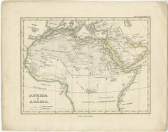 Old Original Map of Africa and Arabia, 1848