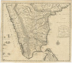 Old Original Map of Chormandel & Malabar, India & Ceylon, Now Sri Lanka, 1726