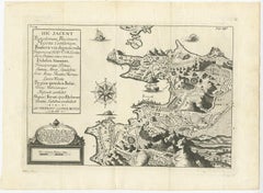 Old Original Map of Pozzuoli Near Naples in the Campania Region, Italy, ca.1740